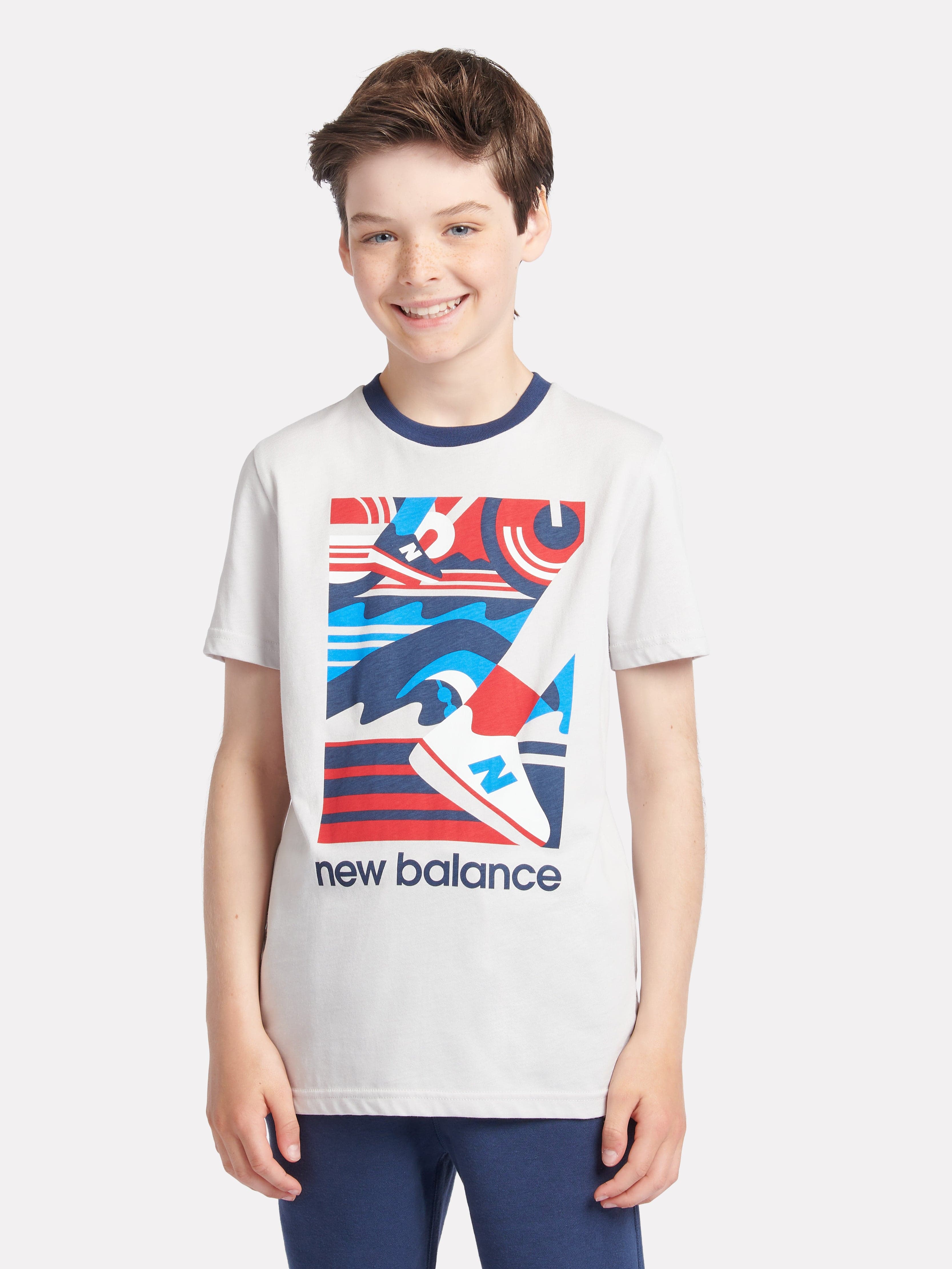 New Balance Boys Greatest Hits Graphic T-Shirt in Grey