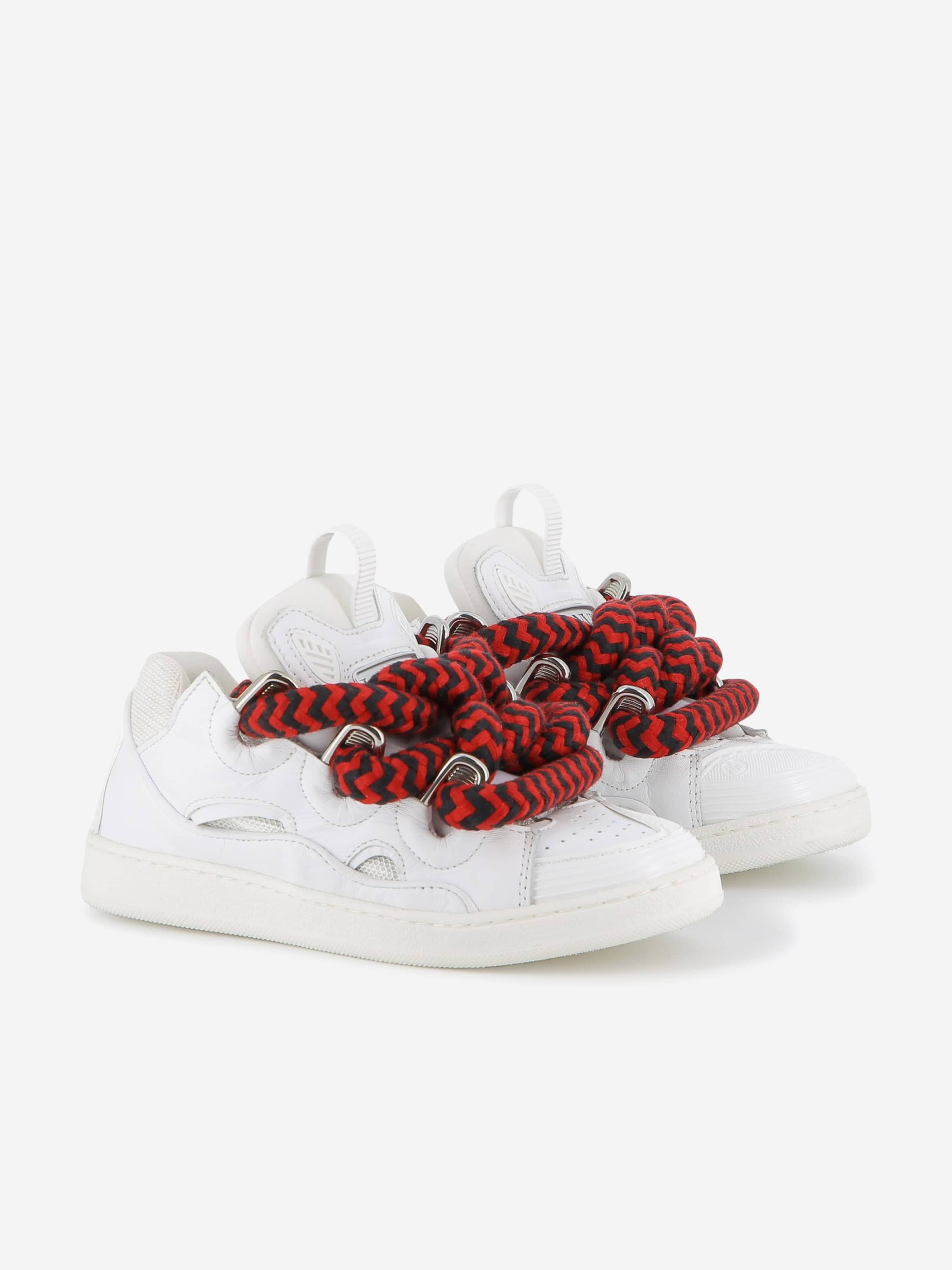 Lanvin Kids Leather Curb Trainers in White