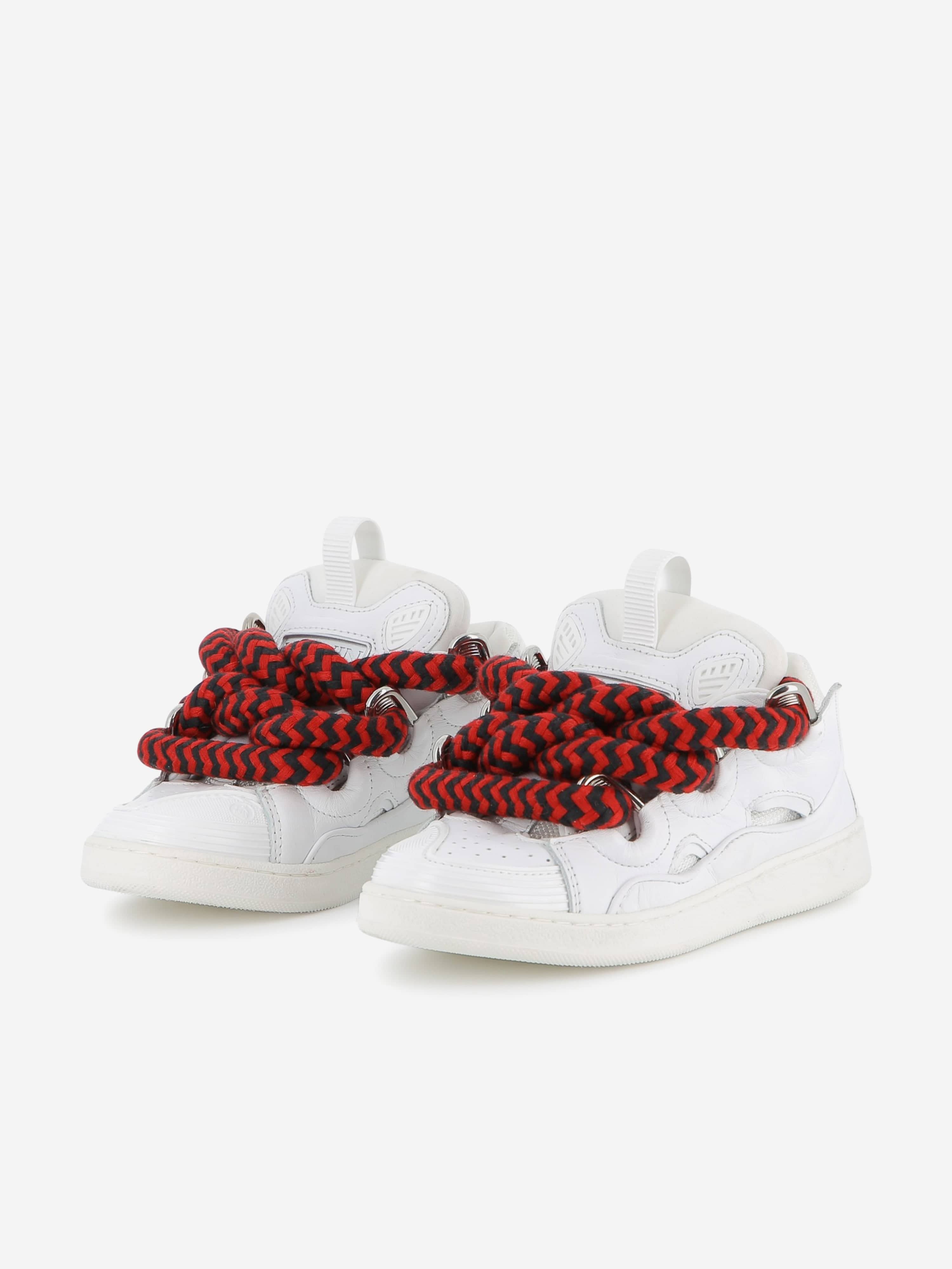 Lanvin Kids Leather Curb Trainers in White