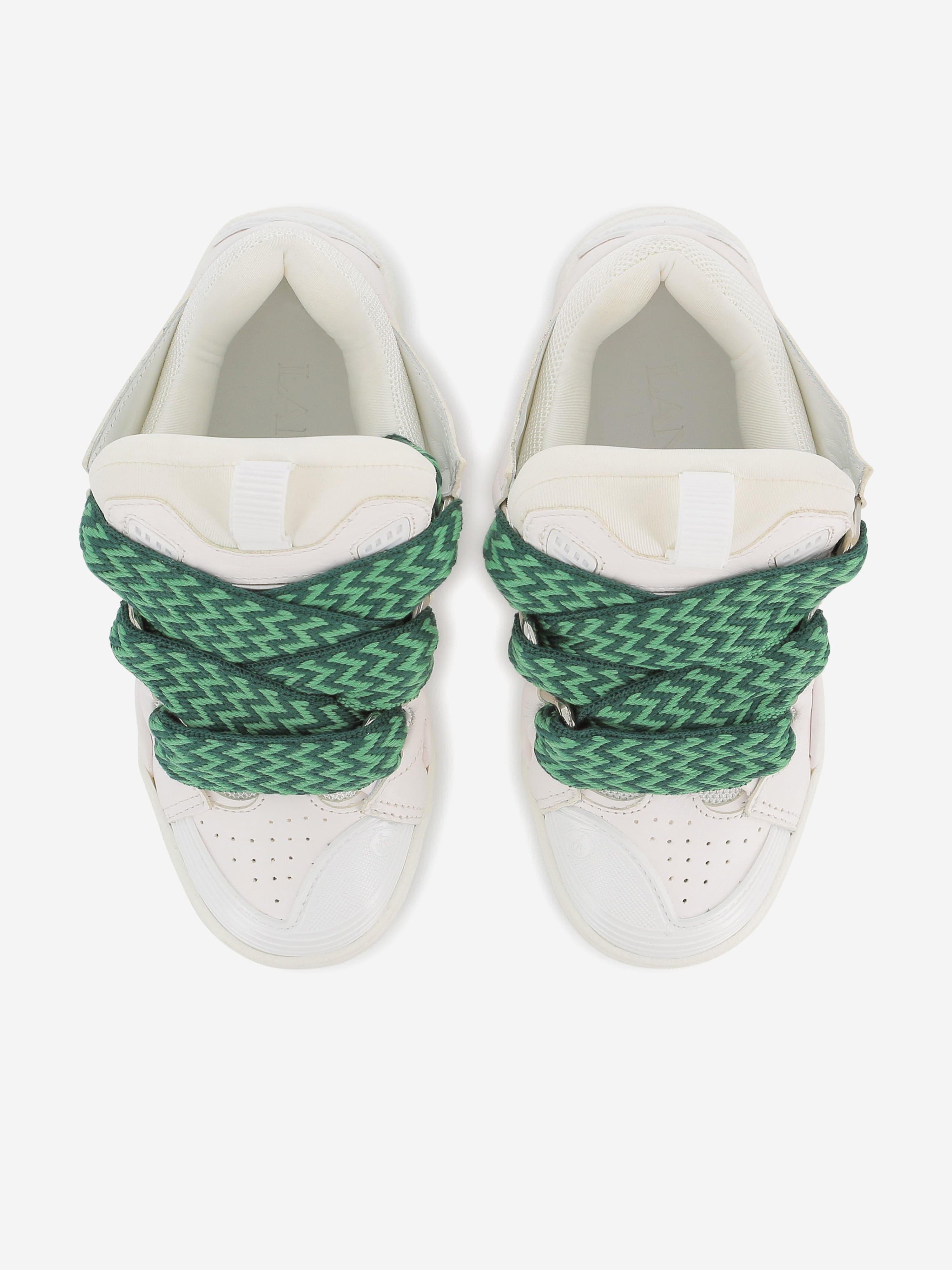 Lanvin Kids Leather Curb Trainers in White