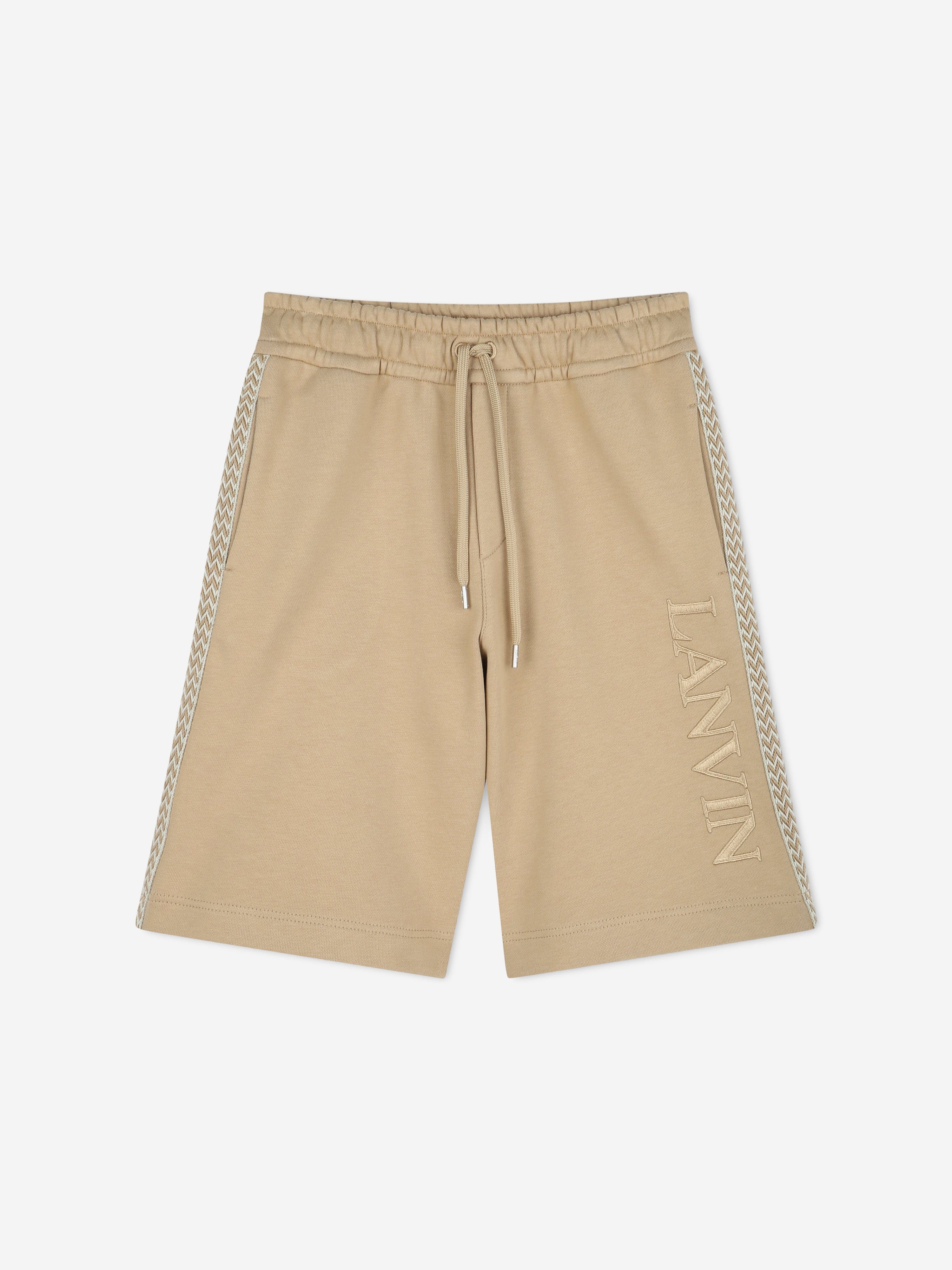 Lanvin Boys Logo Bermuda Shorts in Beige