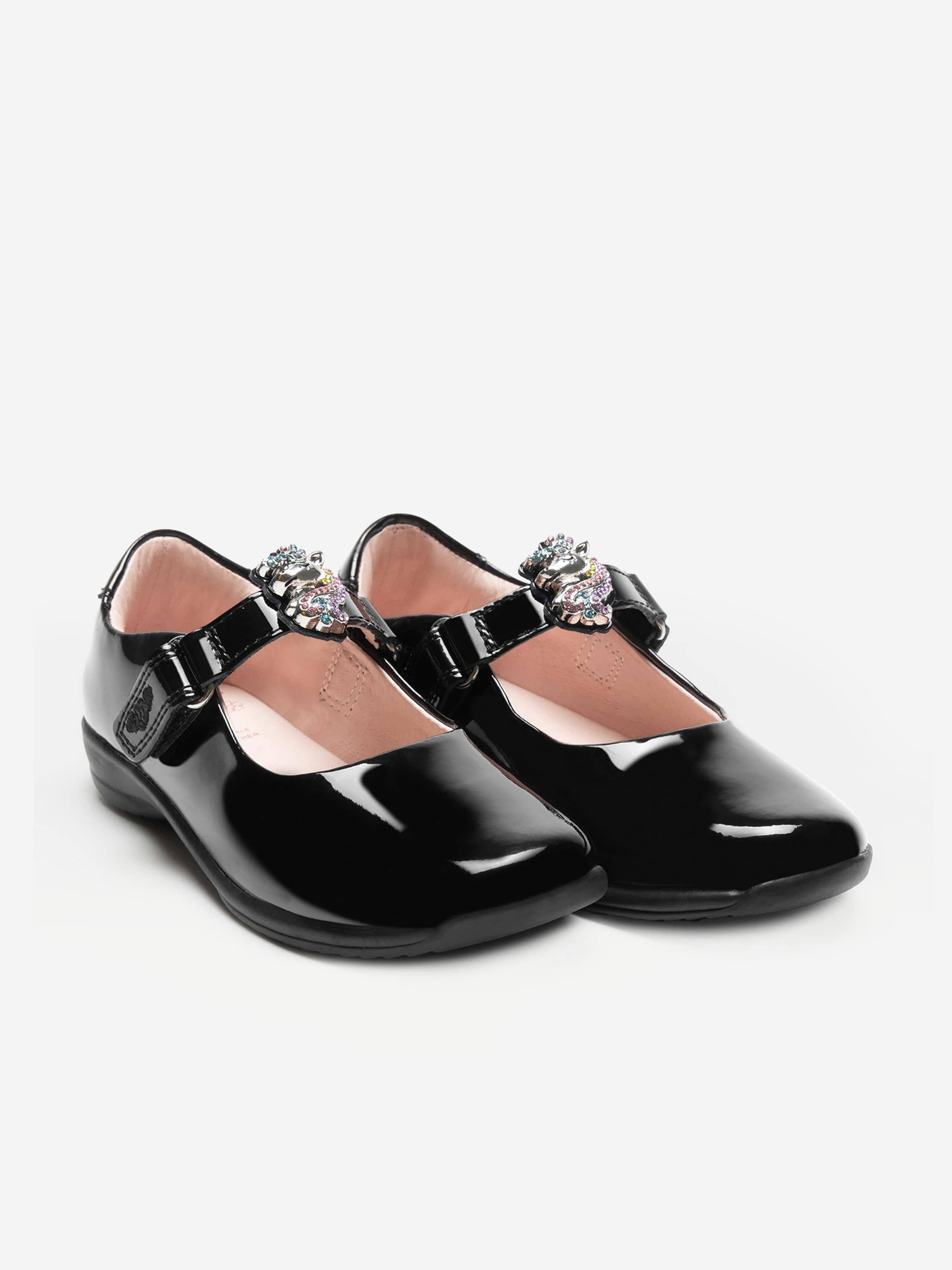 Girls Bianca Leather Shoes in Black