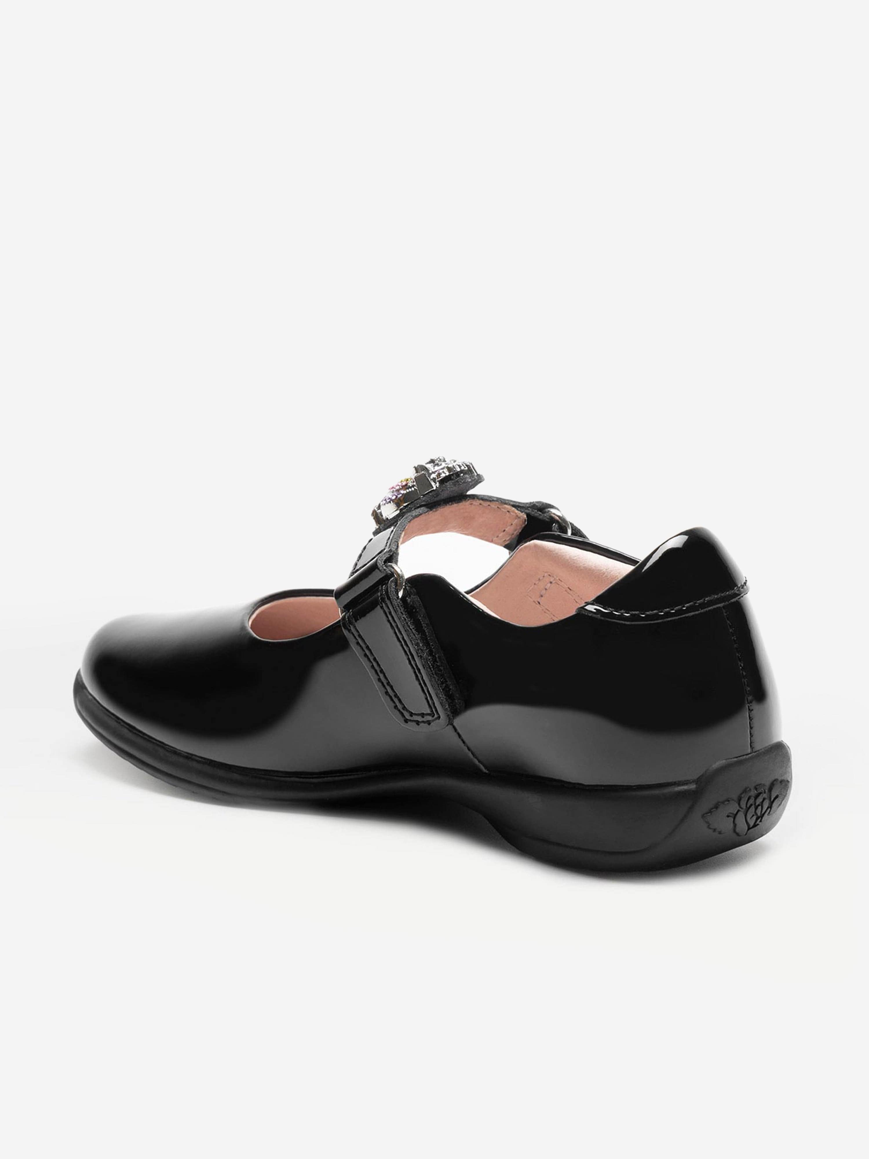 Girls Bianca Leather Shoes in Black