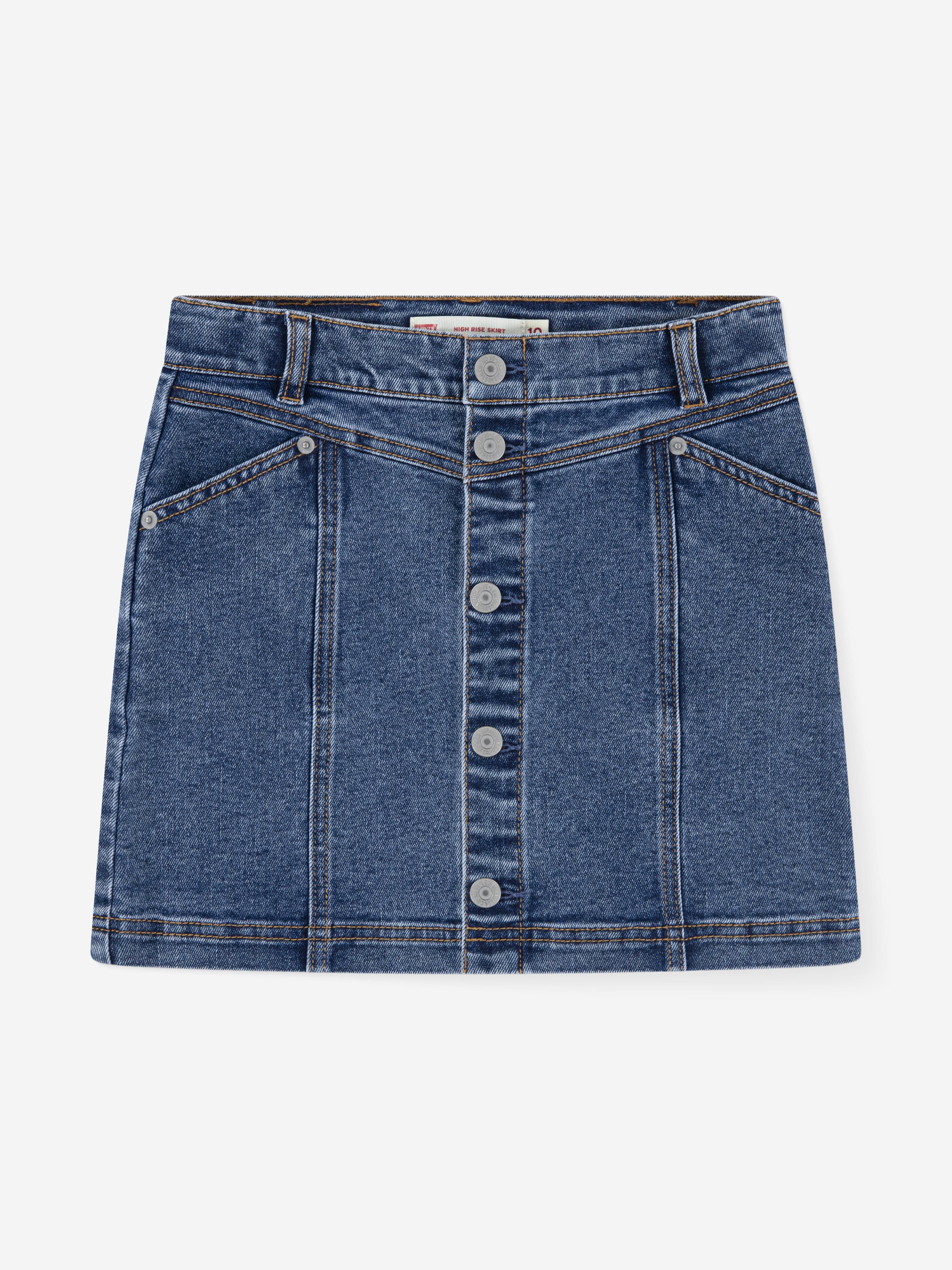 Levi's Girls Button Front Denim Skirt in Blue