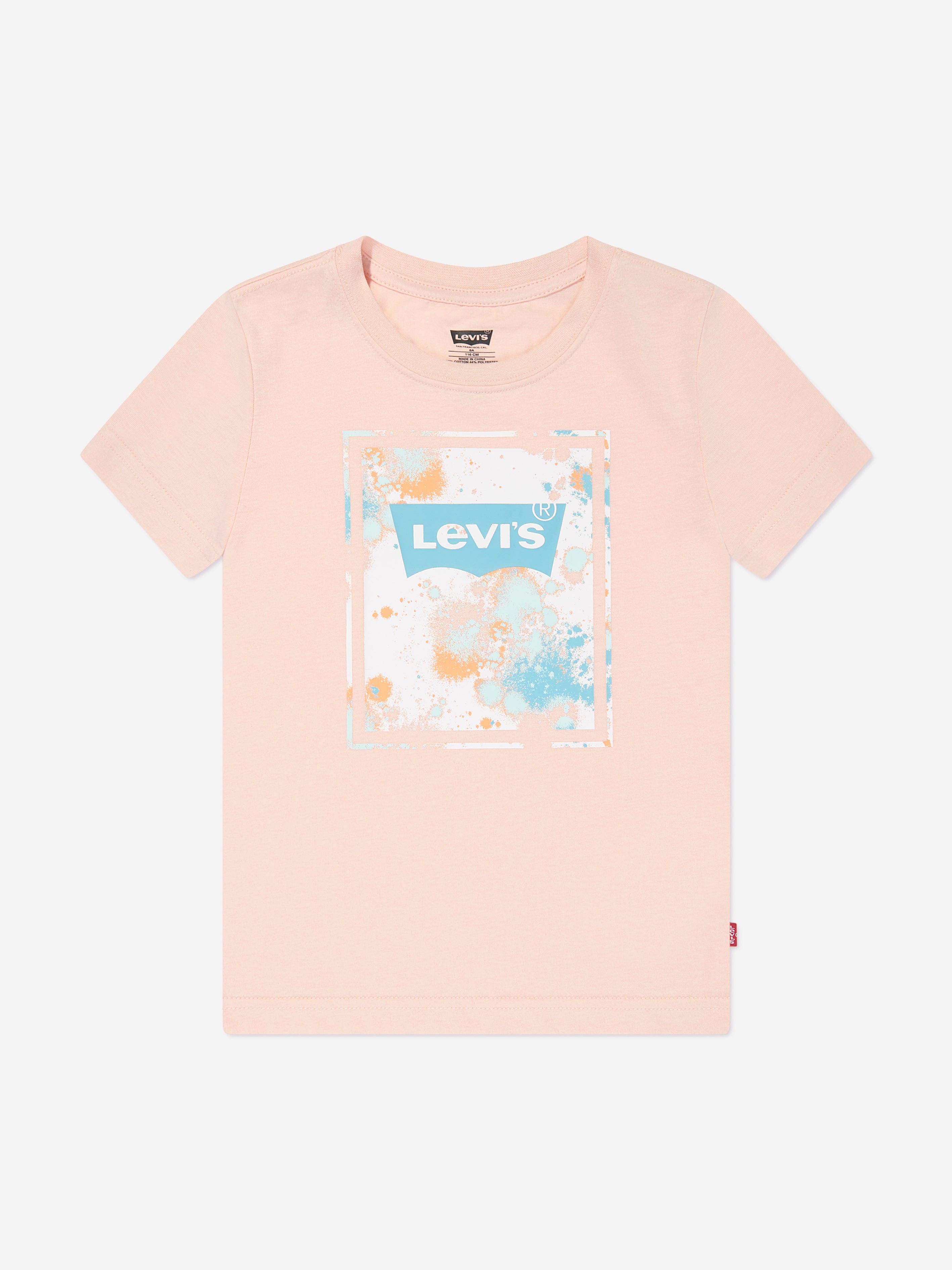 Levi's Wear Boys Splatter Box Logo T-Shirt in Peach