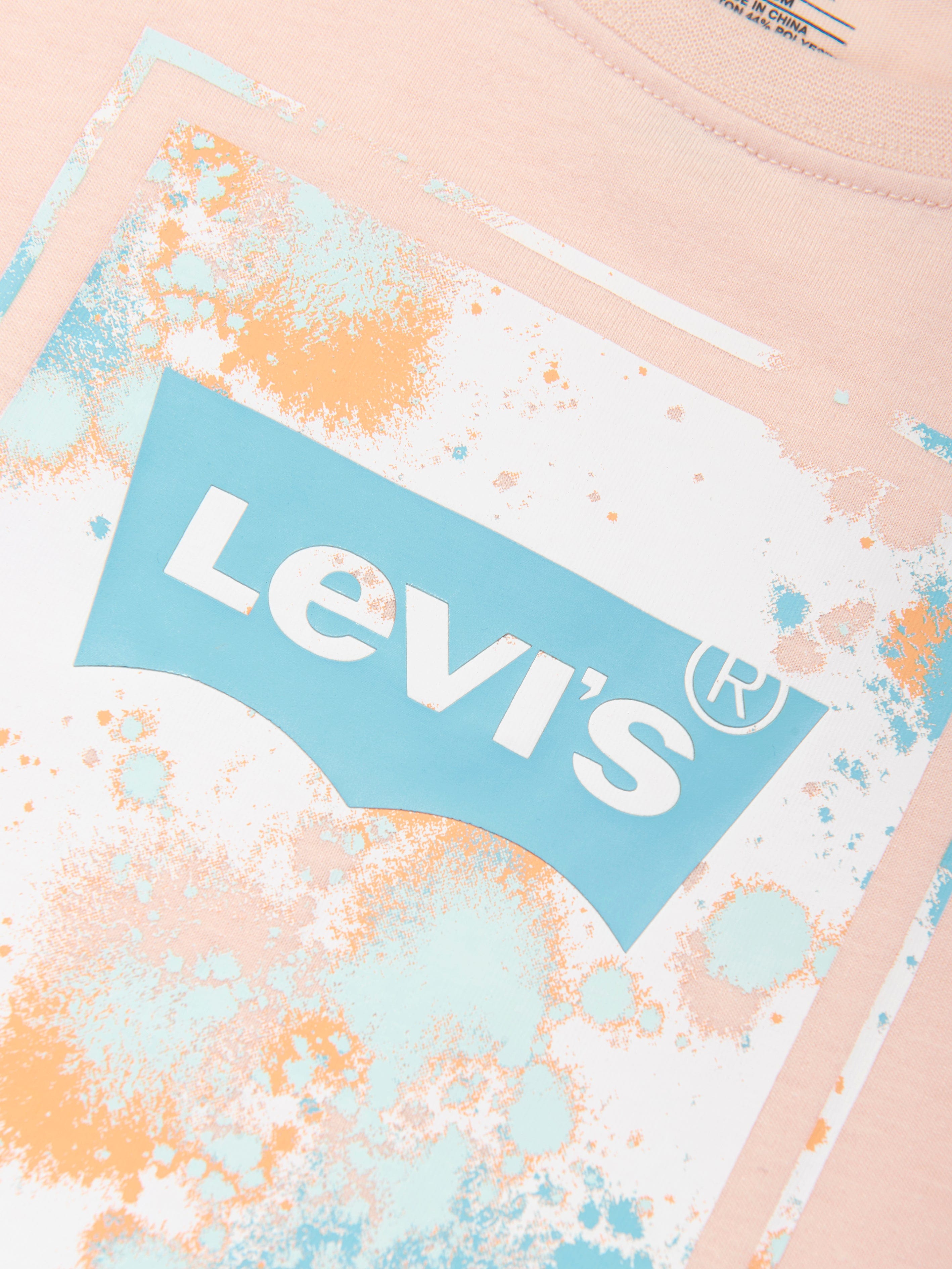 Levi's Wear Boys Splatter Box Logo T-Shirt in Peach