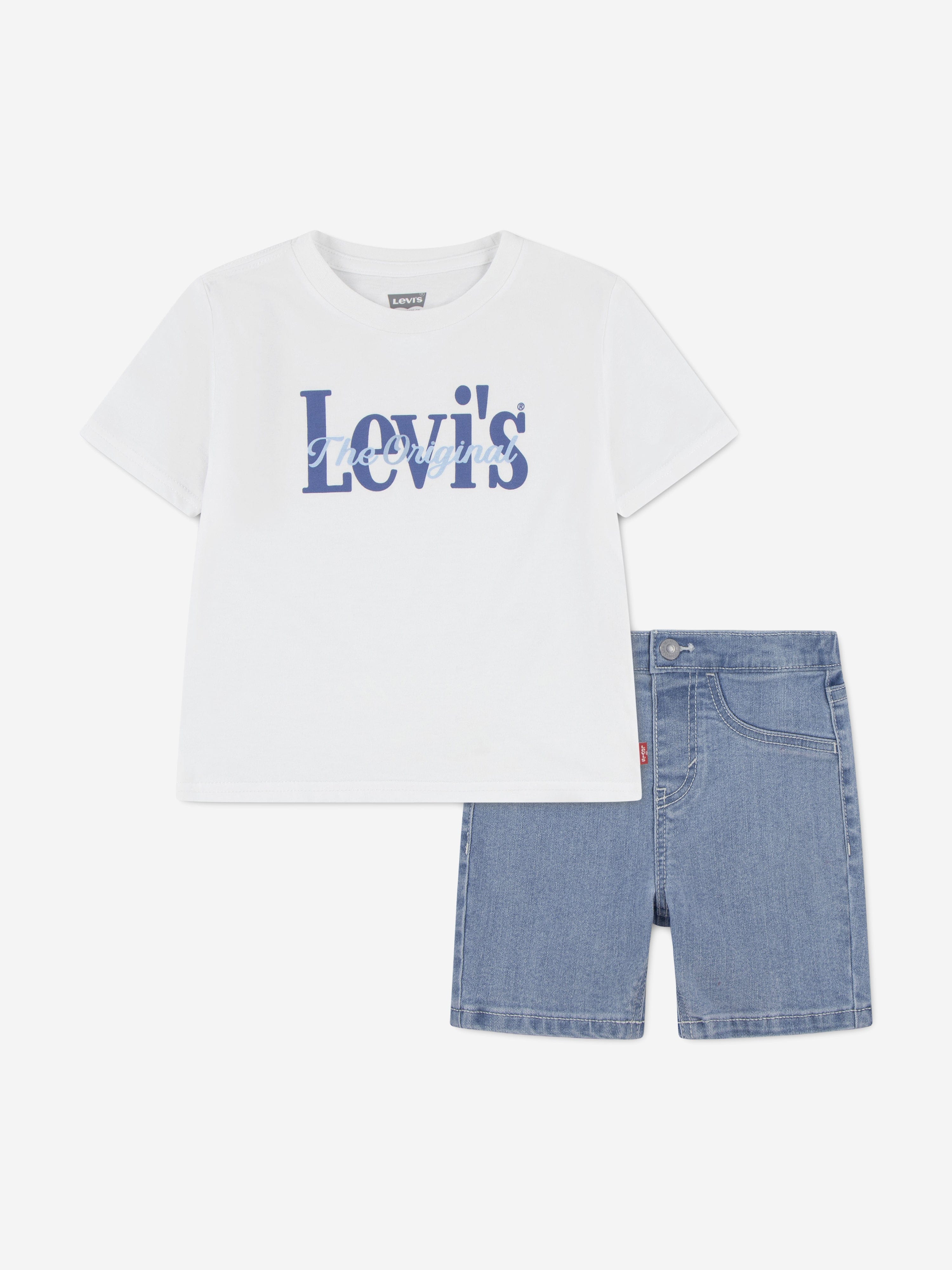Levi's Baby Boys AOP Logo T-Shirt and Shorts Set in White
