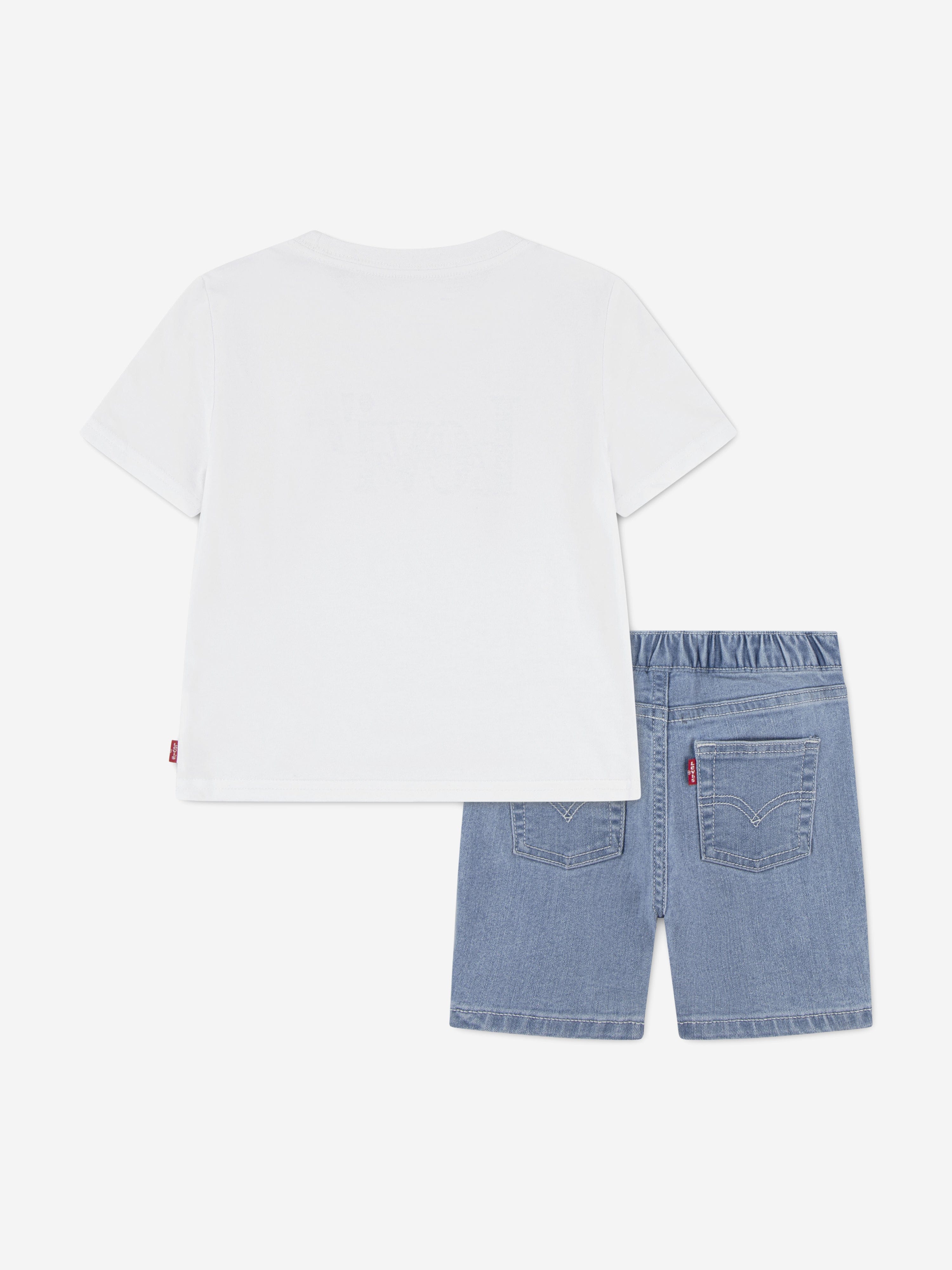Levi's Baby Boys AOP Logo T-Shirt and Shorts Set in White