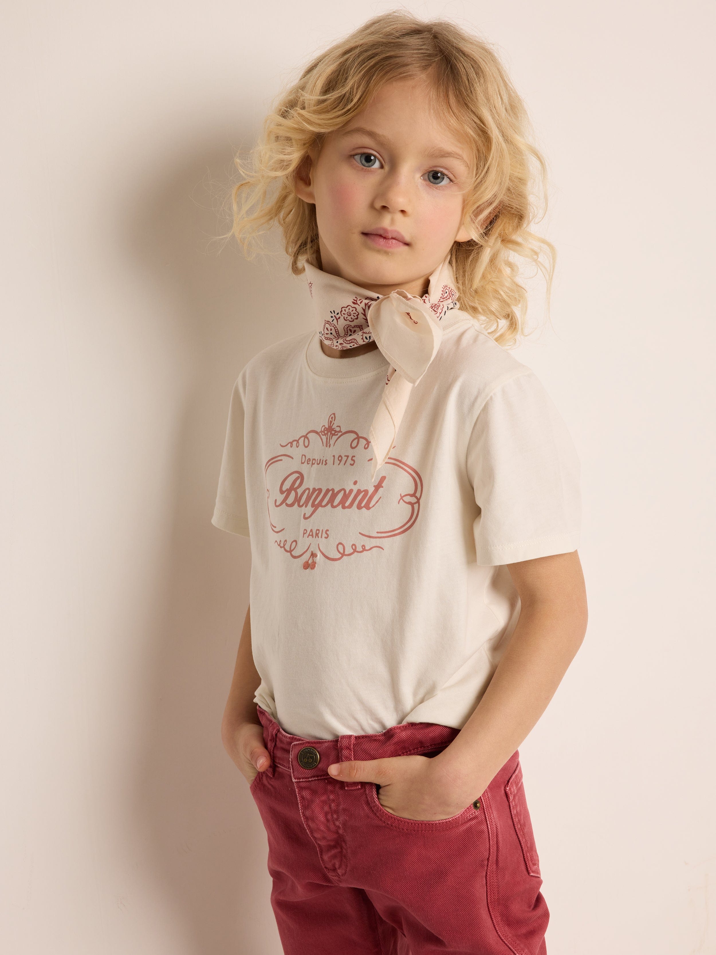 Bonpoint Girls Thida Logo T-Shirt in White