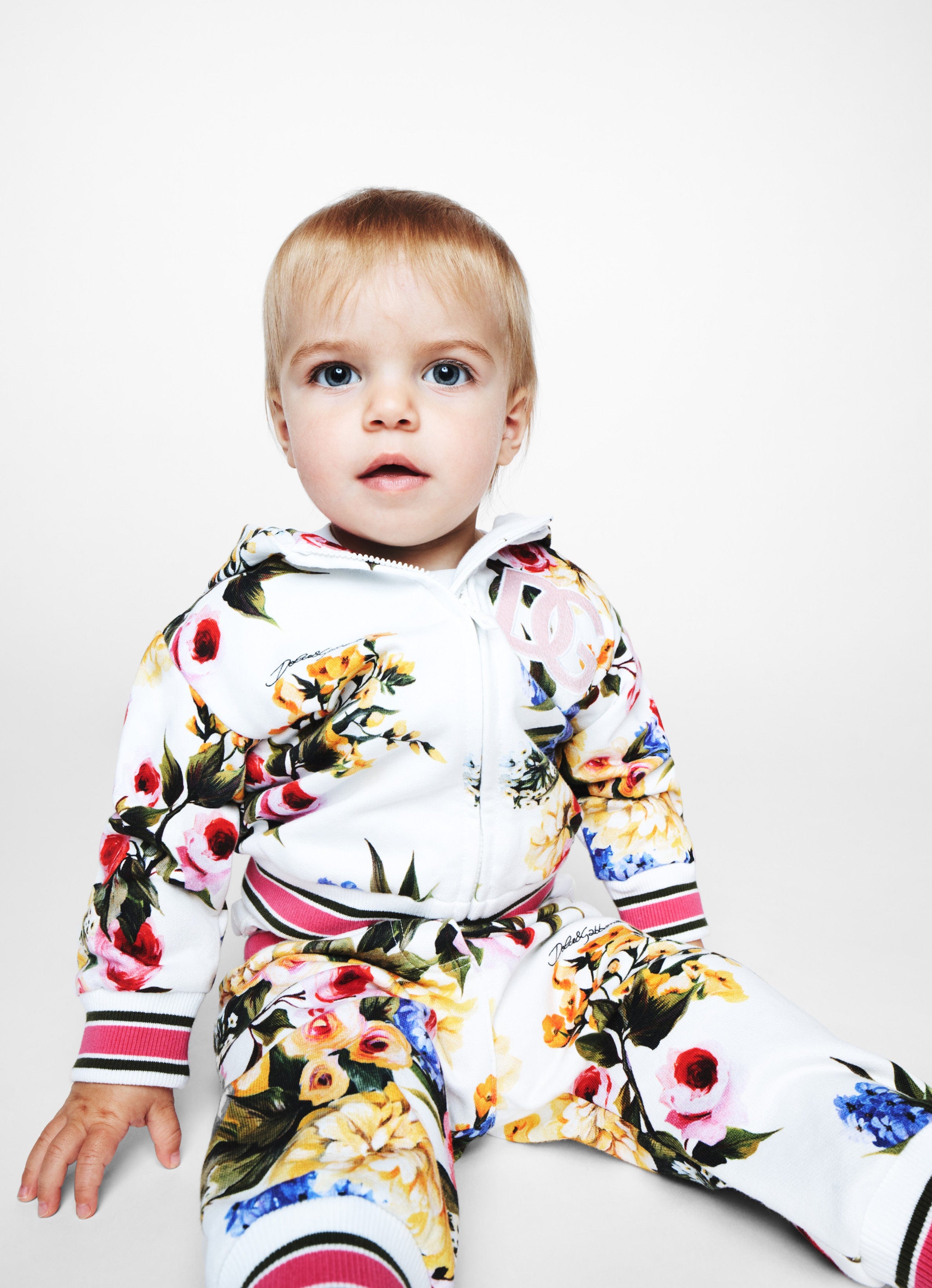 Dolce & Gabbana Baby Girls Flower Print Joggers in Multicolour