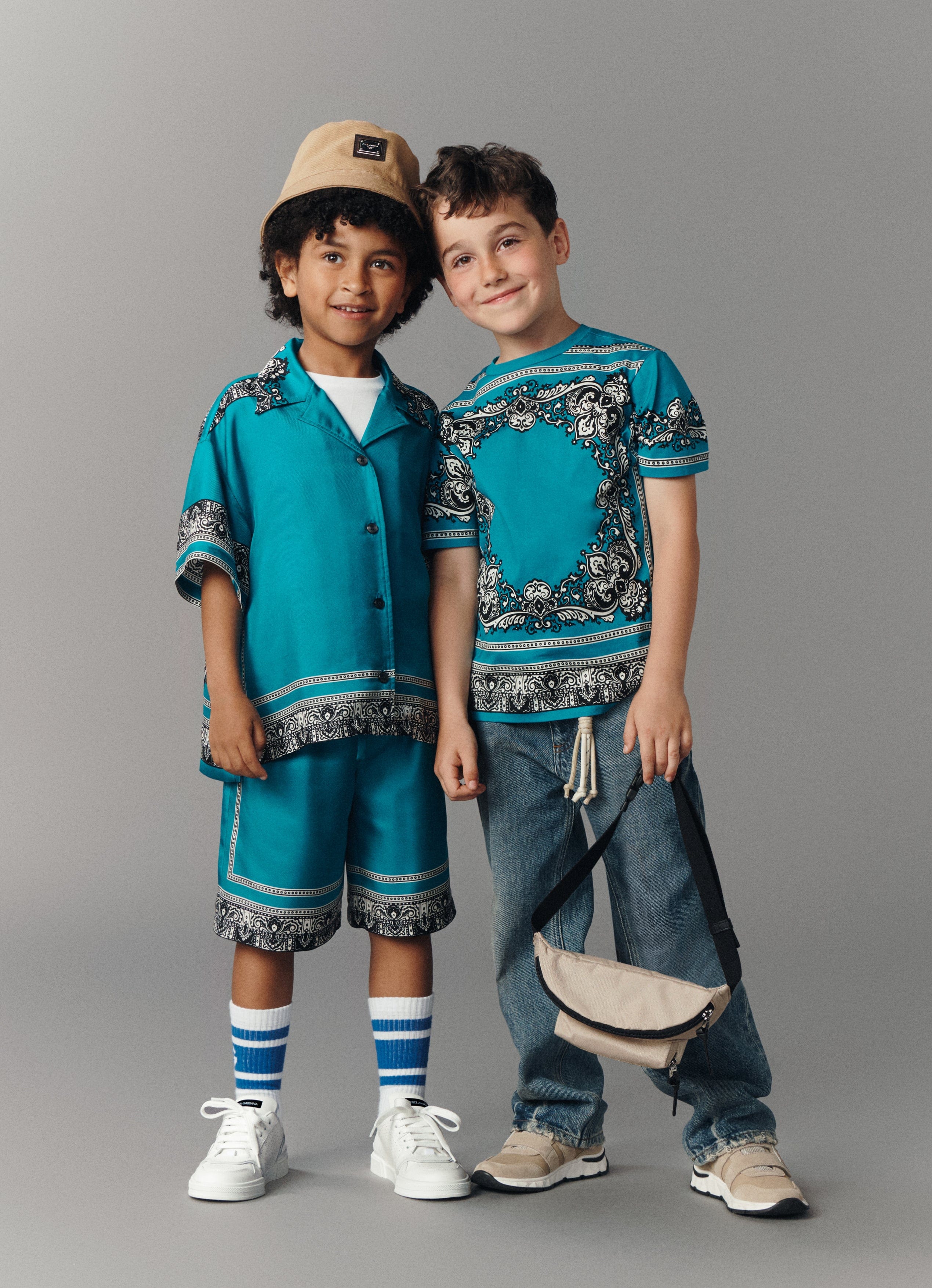 Dolce & Gabbana Boys Bandana Print T-Shirt in Blue