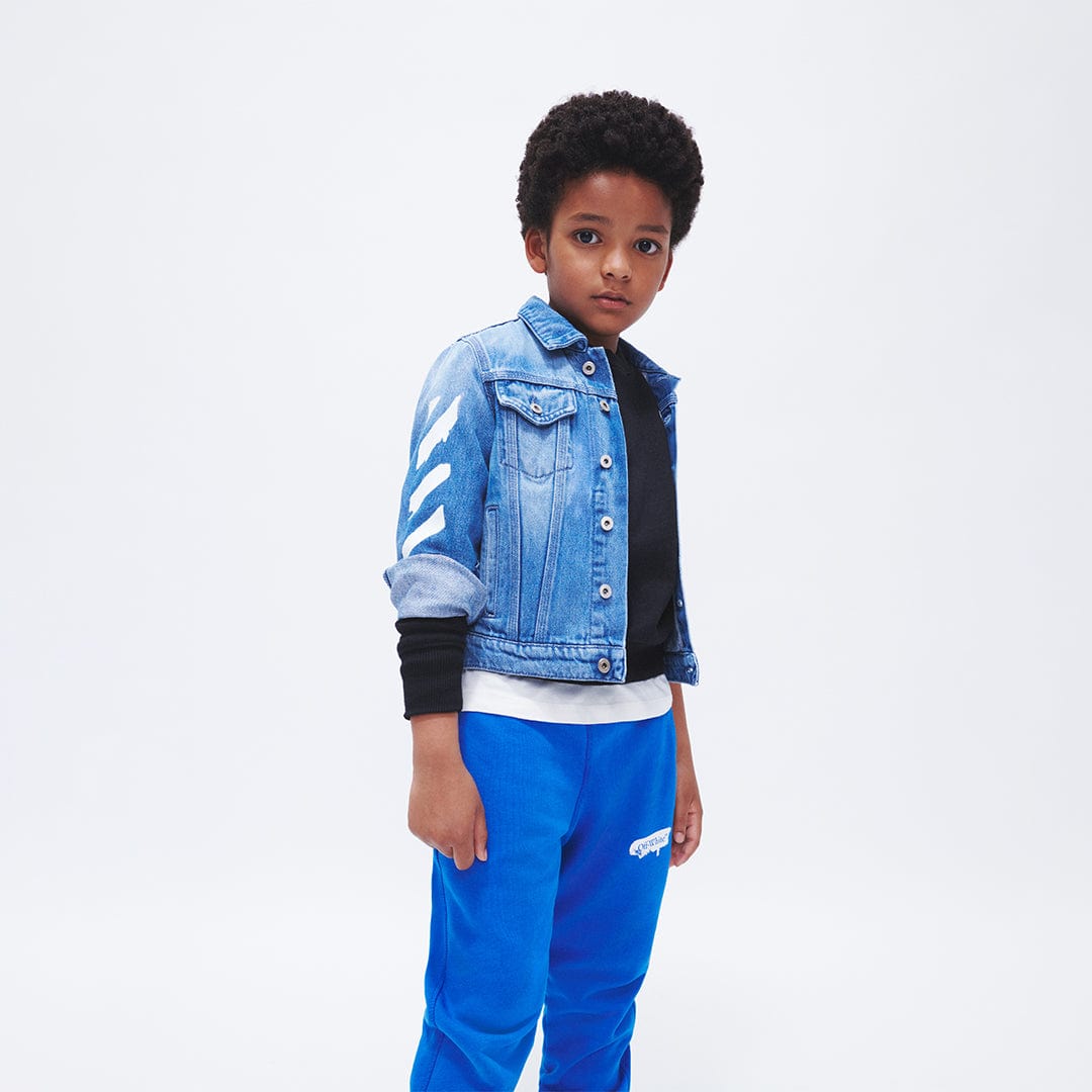 Off-White Kids Paint Graphic Denim Jacket in Blue