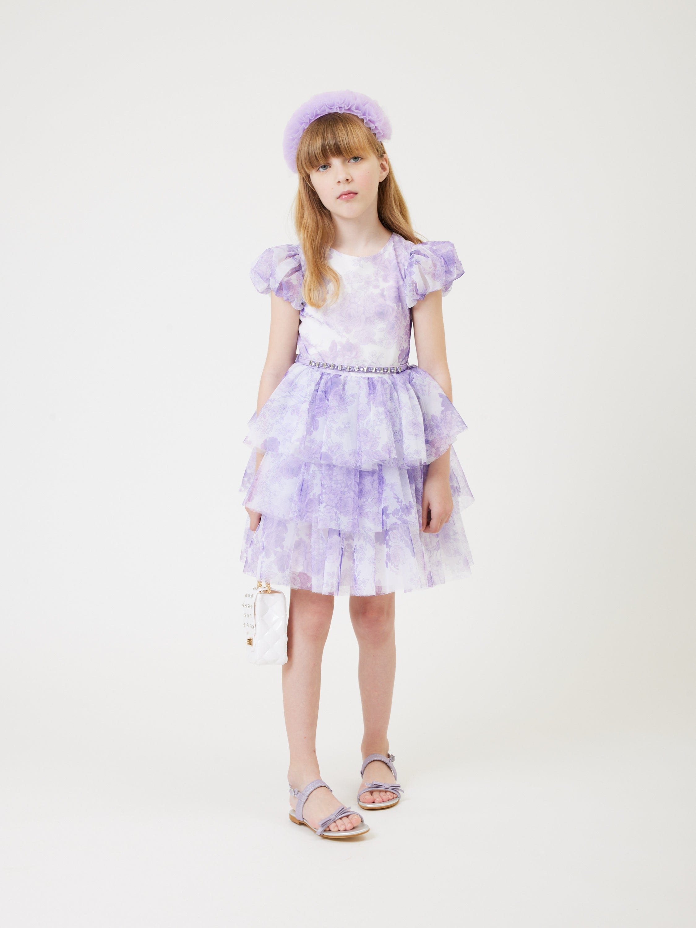 Monnalisa Girls Ruched Tulle Headband in Purple