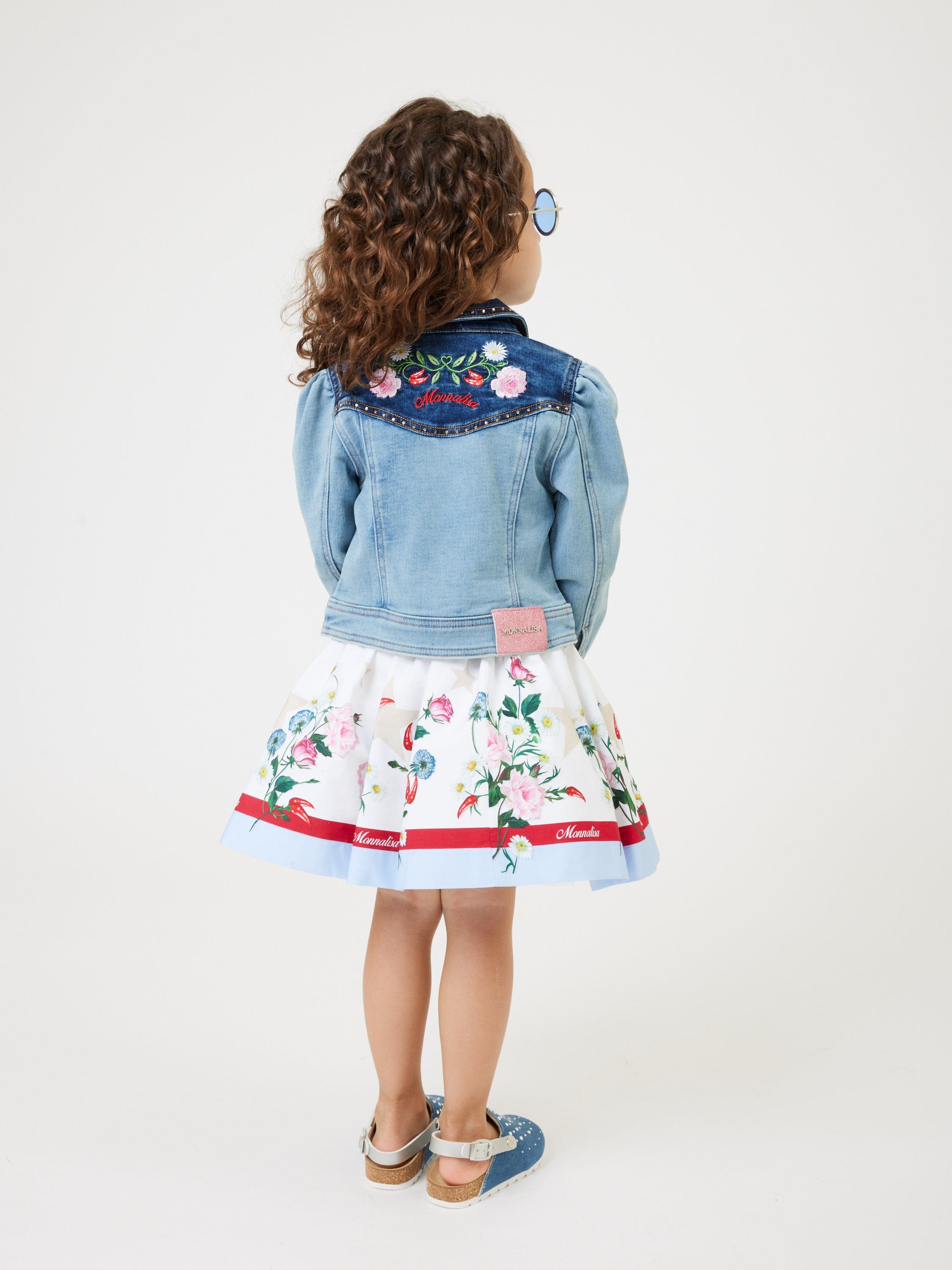 Monnalisa Girls Stars And Flower Skirt in White