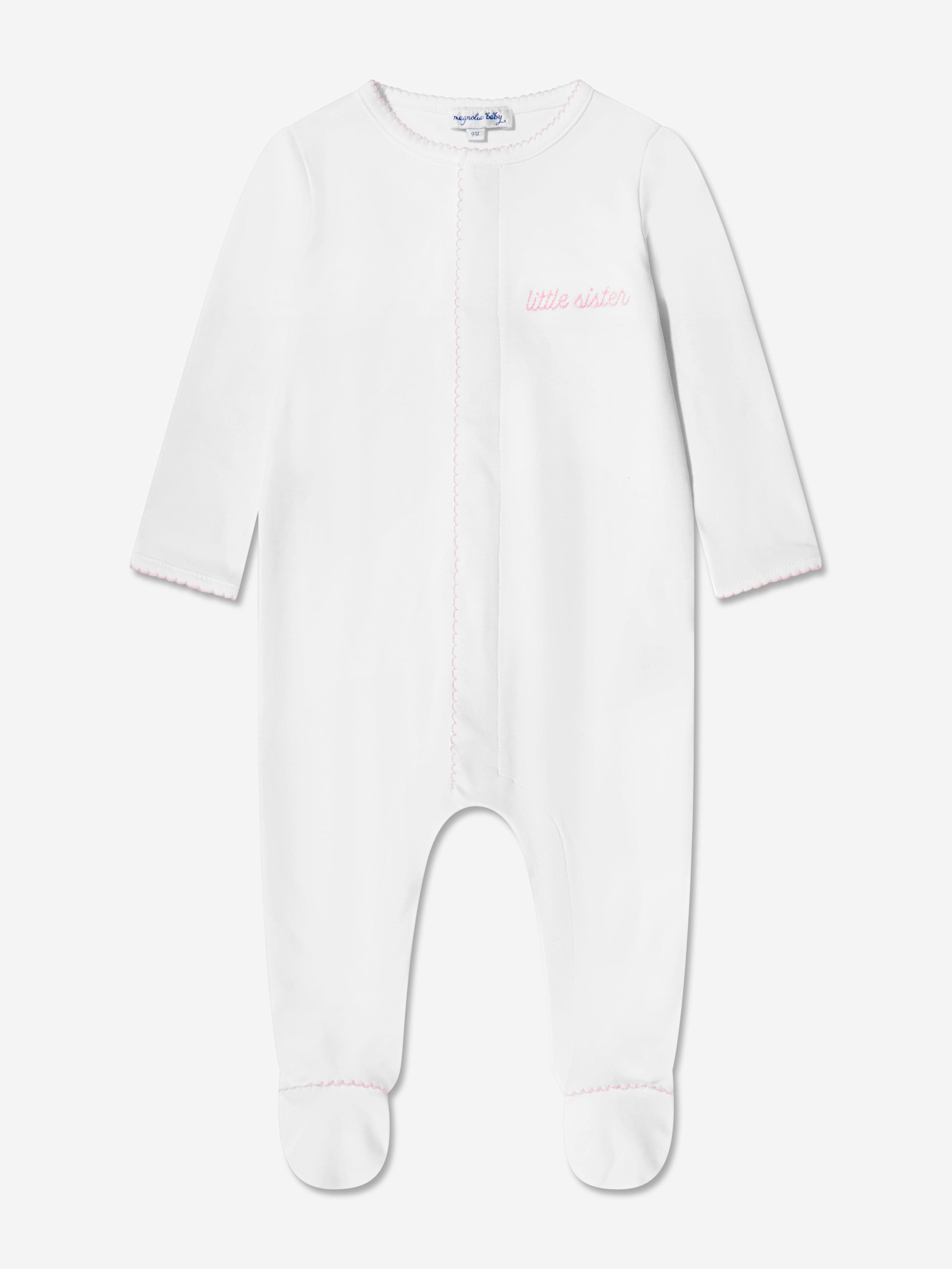 Magnolia Baby Baby Girls Little Sister Babygrow in White