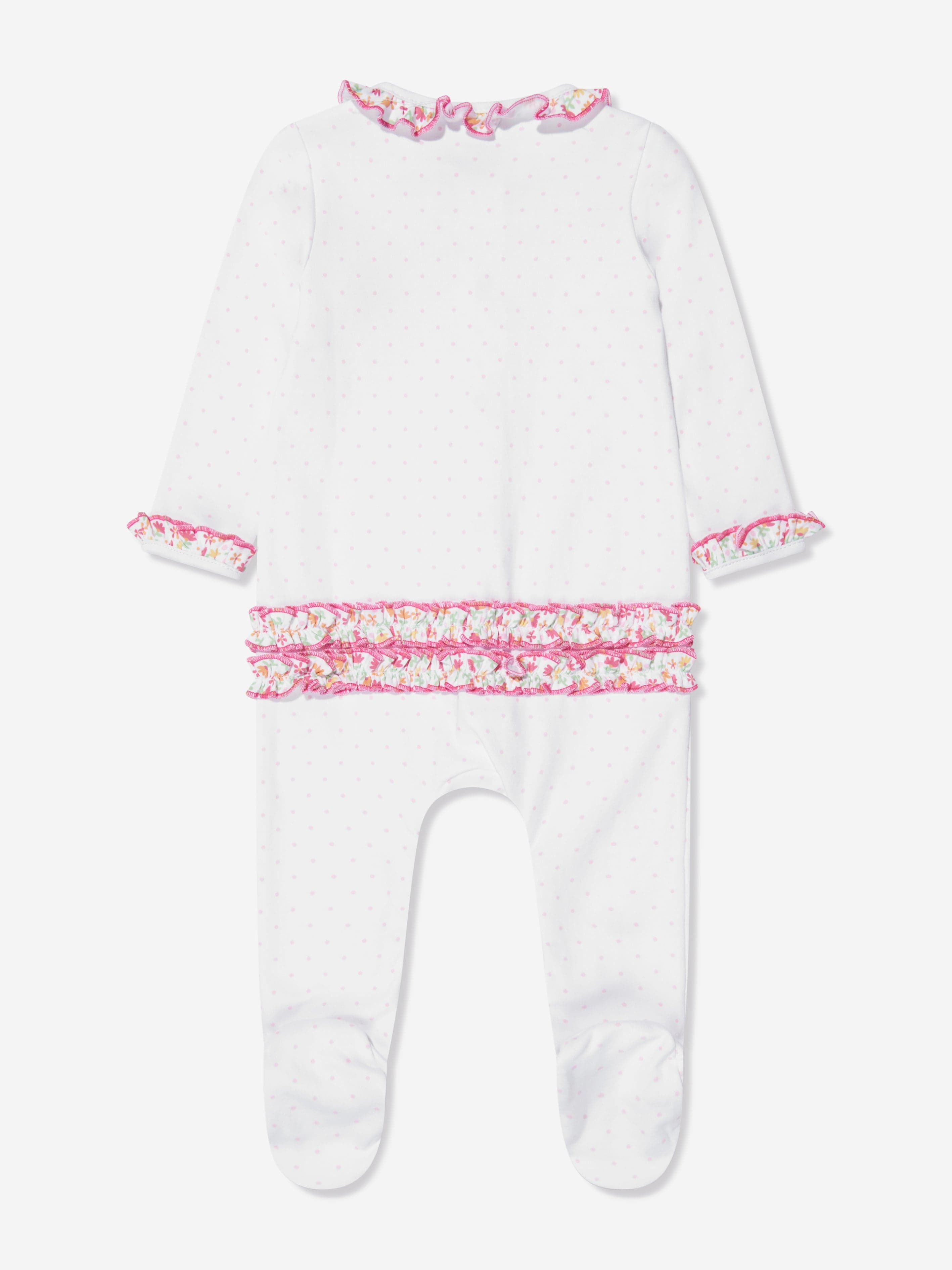 Magnolia Baby Baby Girls Embroidered Ruffle Babygrow in White