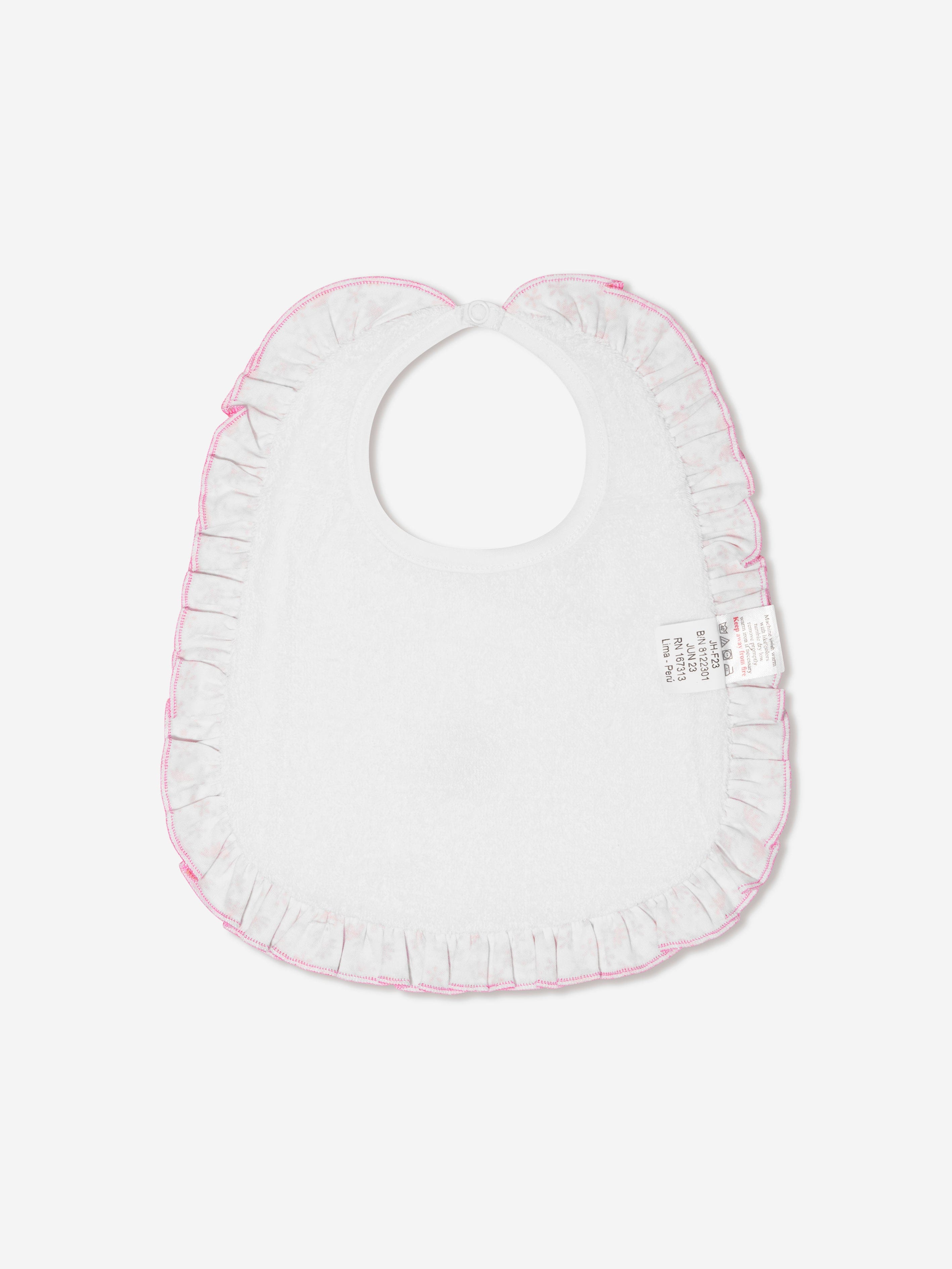 Magnolia Baby Baby Girls Embroidered Ruffle Bib in White