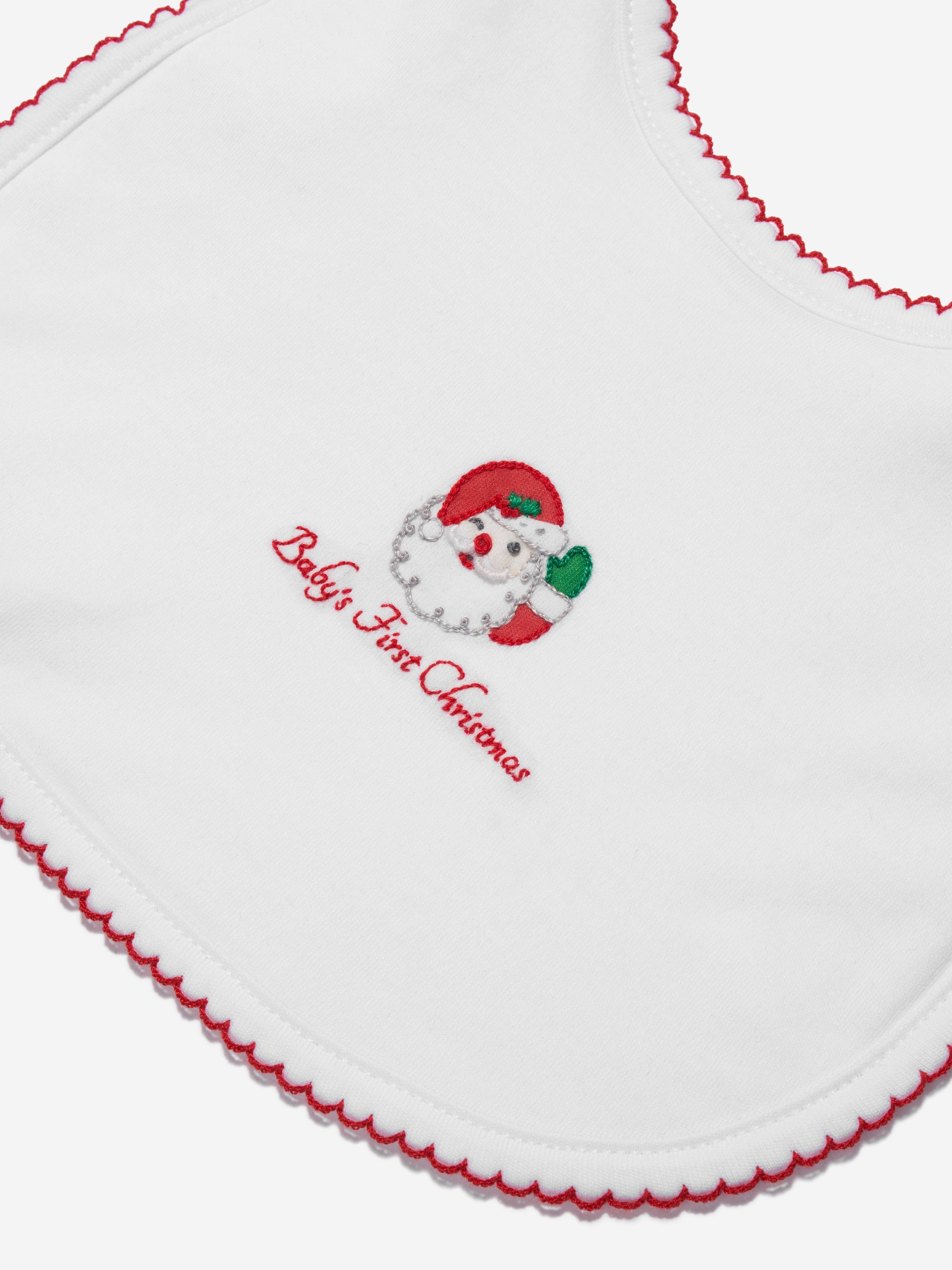 Magnolia Baby Baby Winking Santa Embroidered Hat in White