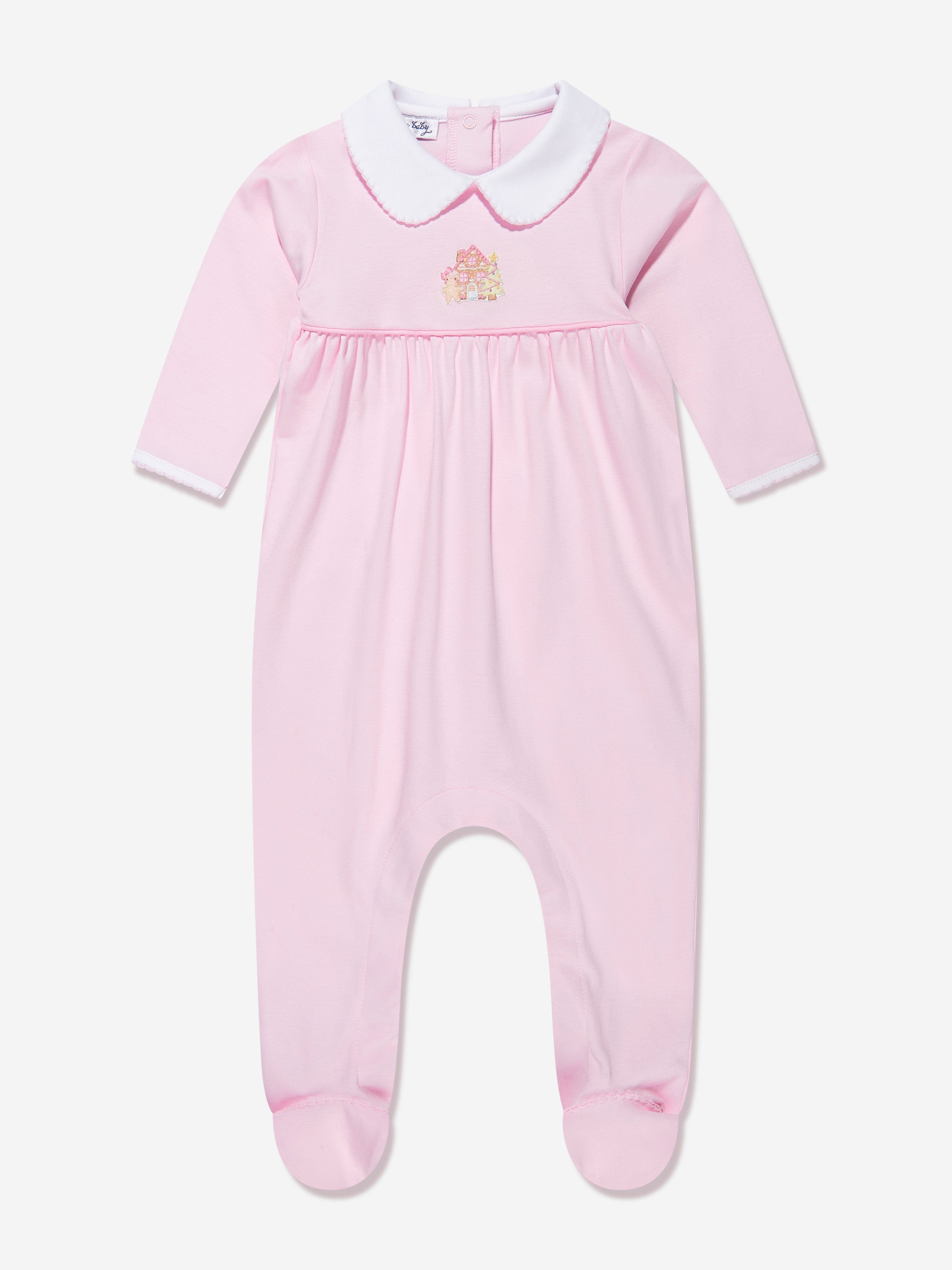 Magnolia Baby Baby Girls Sweet Gingerbread Collared Babygrow in Pink