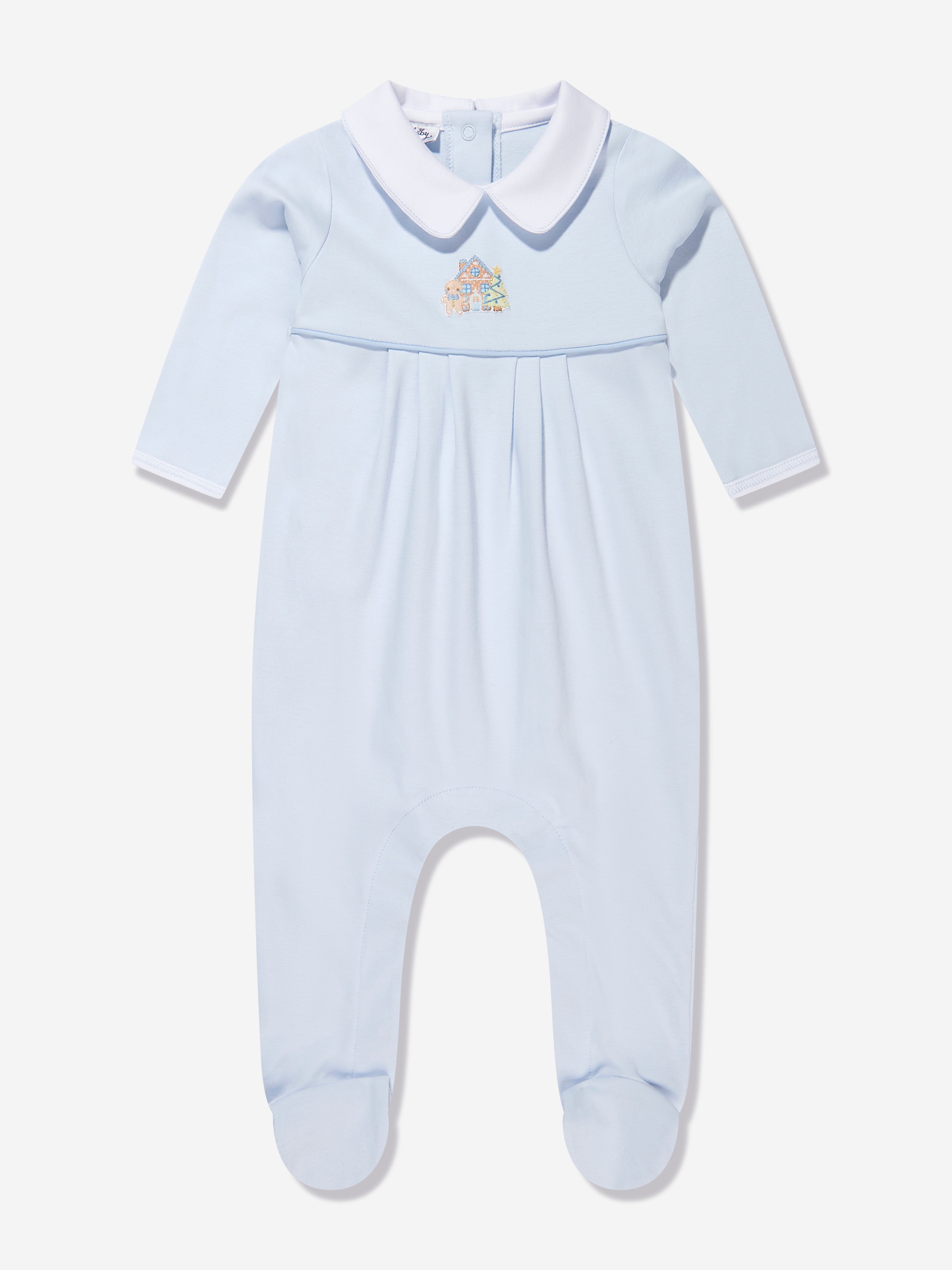 Magnolia Baby Baby Boys Sweet Gingerbread Collared Babygrow in Blue