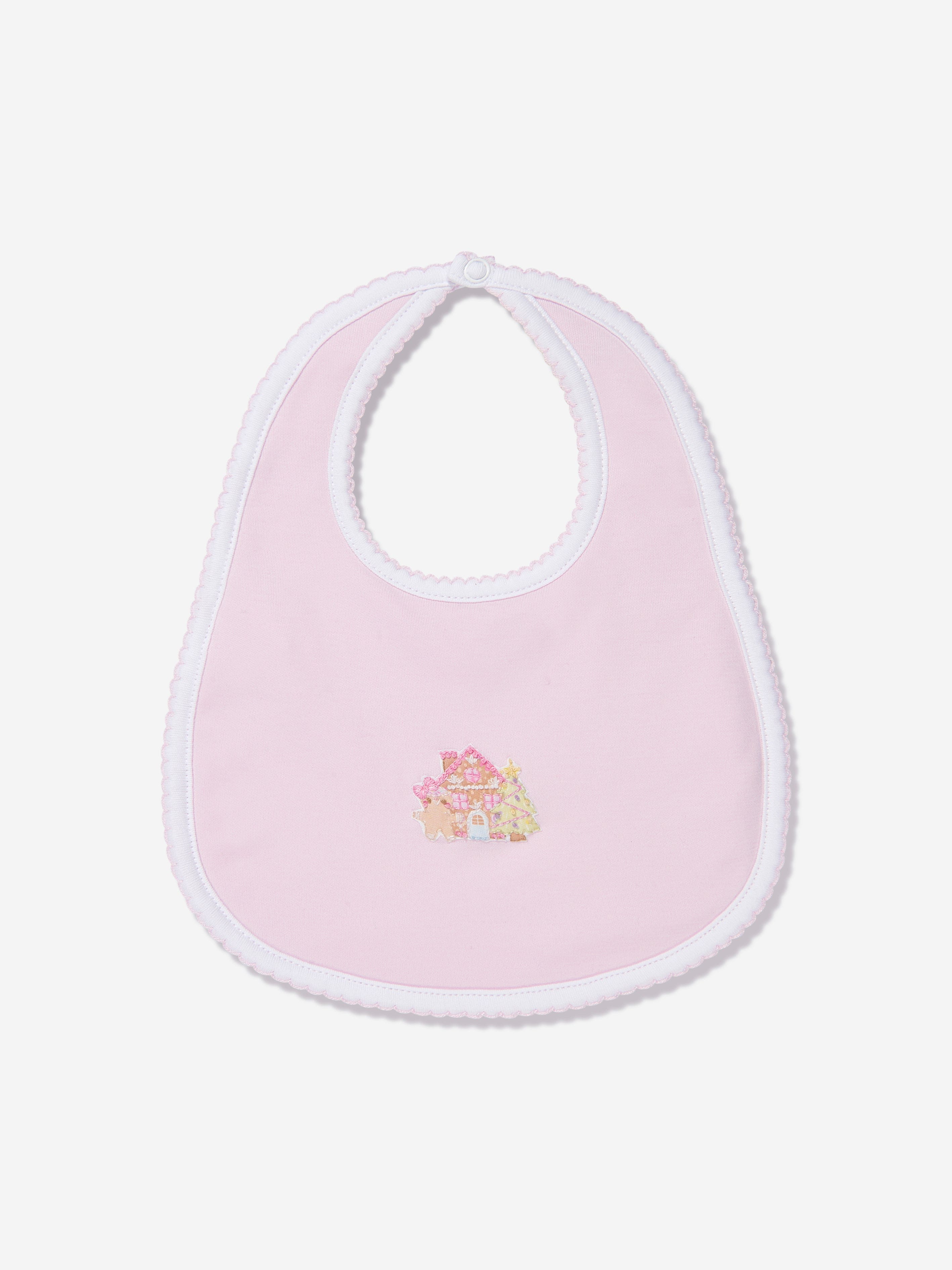 Magnolia Baby Baby Girls Sweet Gingerbread Embroidered Bib in Pink