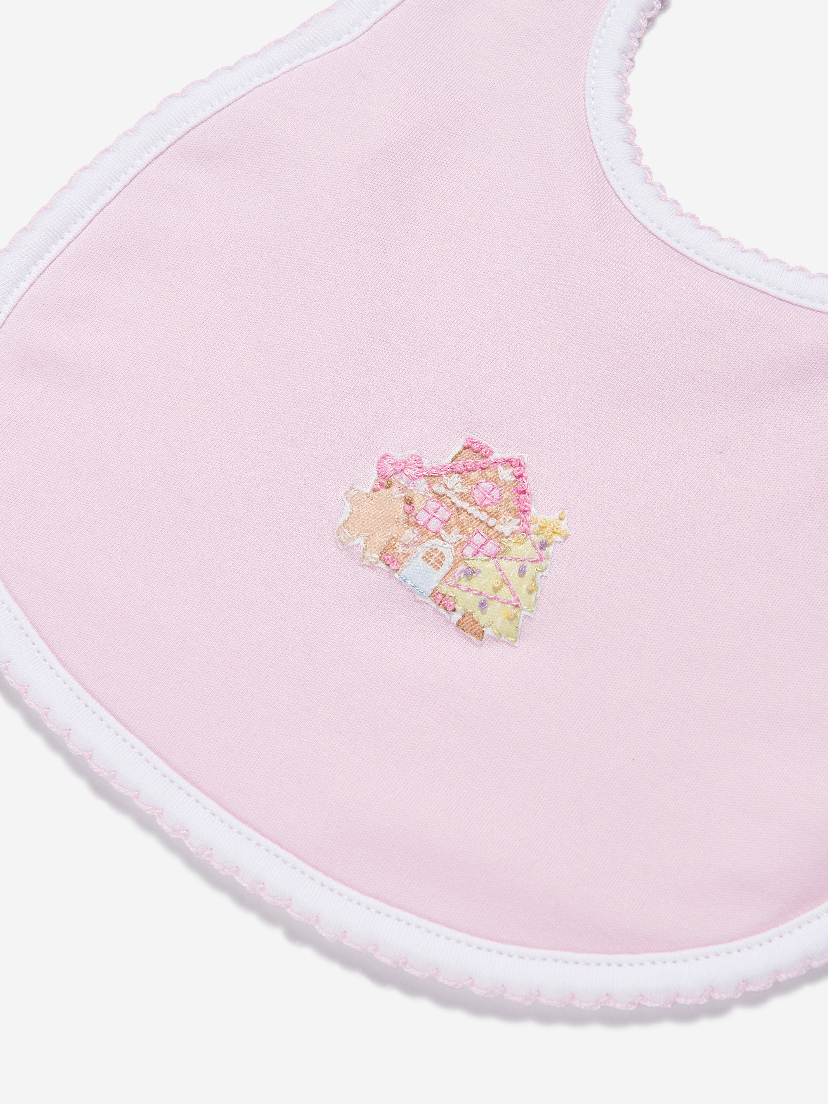 Magnolia Baby Baby Girls Sweet Gingerbread Embroidered Bib in Pink