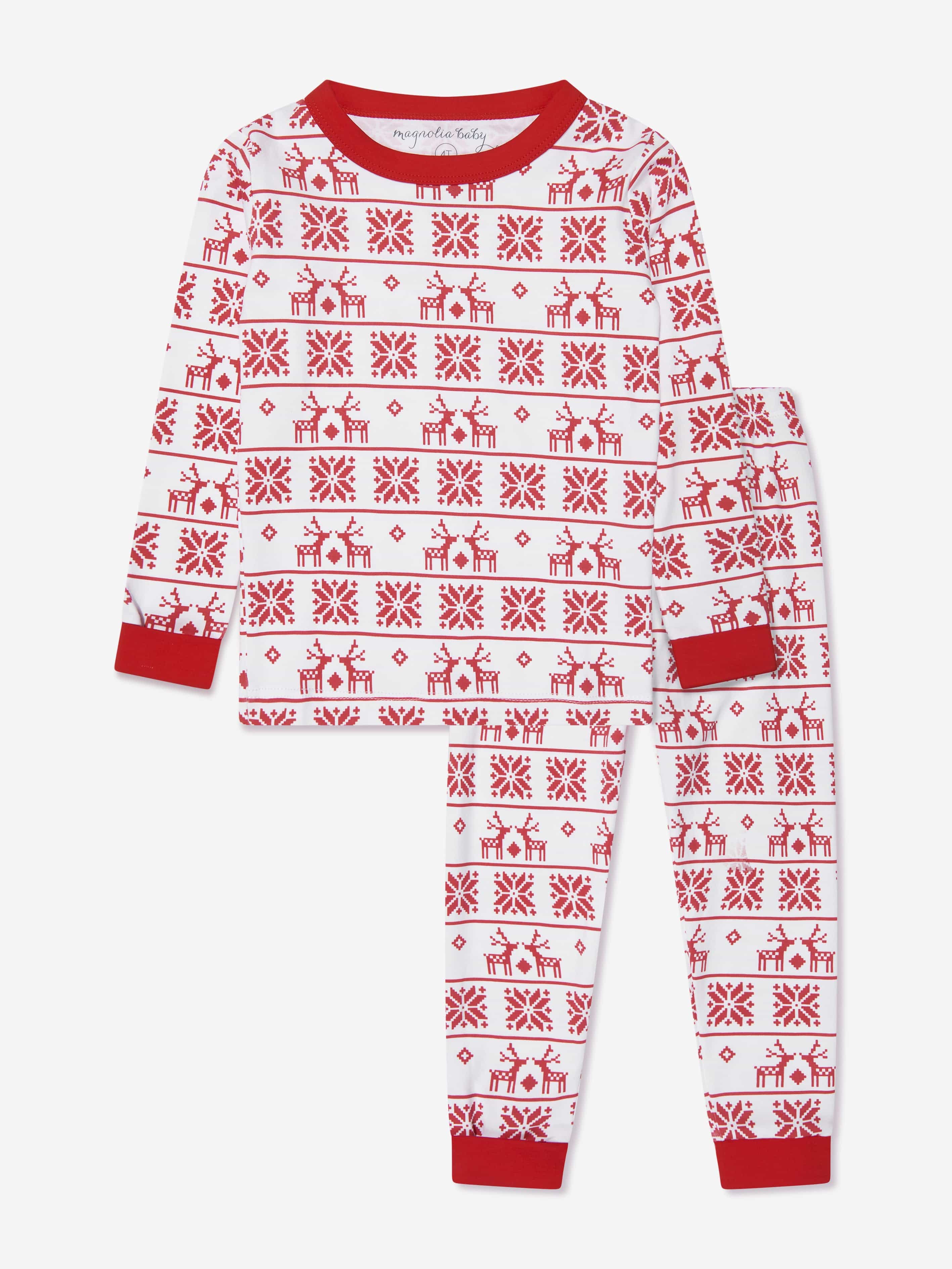 Magnolia Baby Kids Fair Isle Long Pyjamas in Red