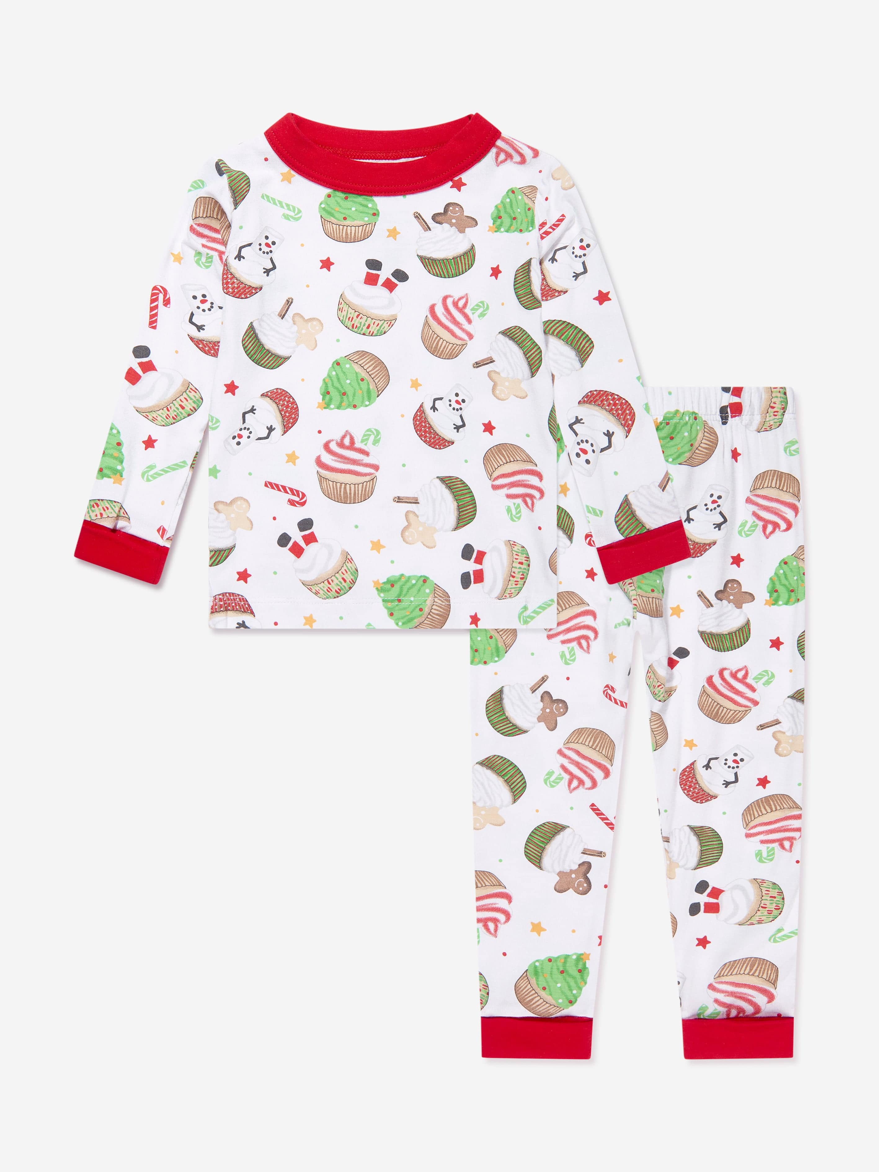 Magnolia Baby Kids Festive Cupcakes Long Pyjamas in White