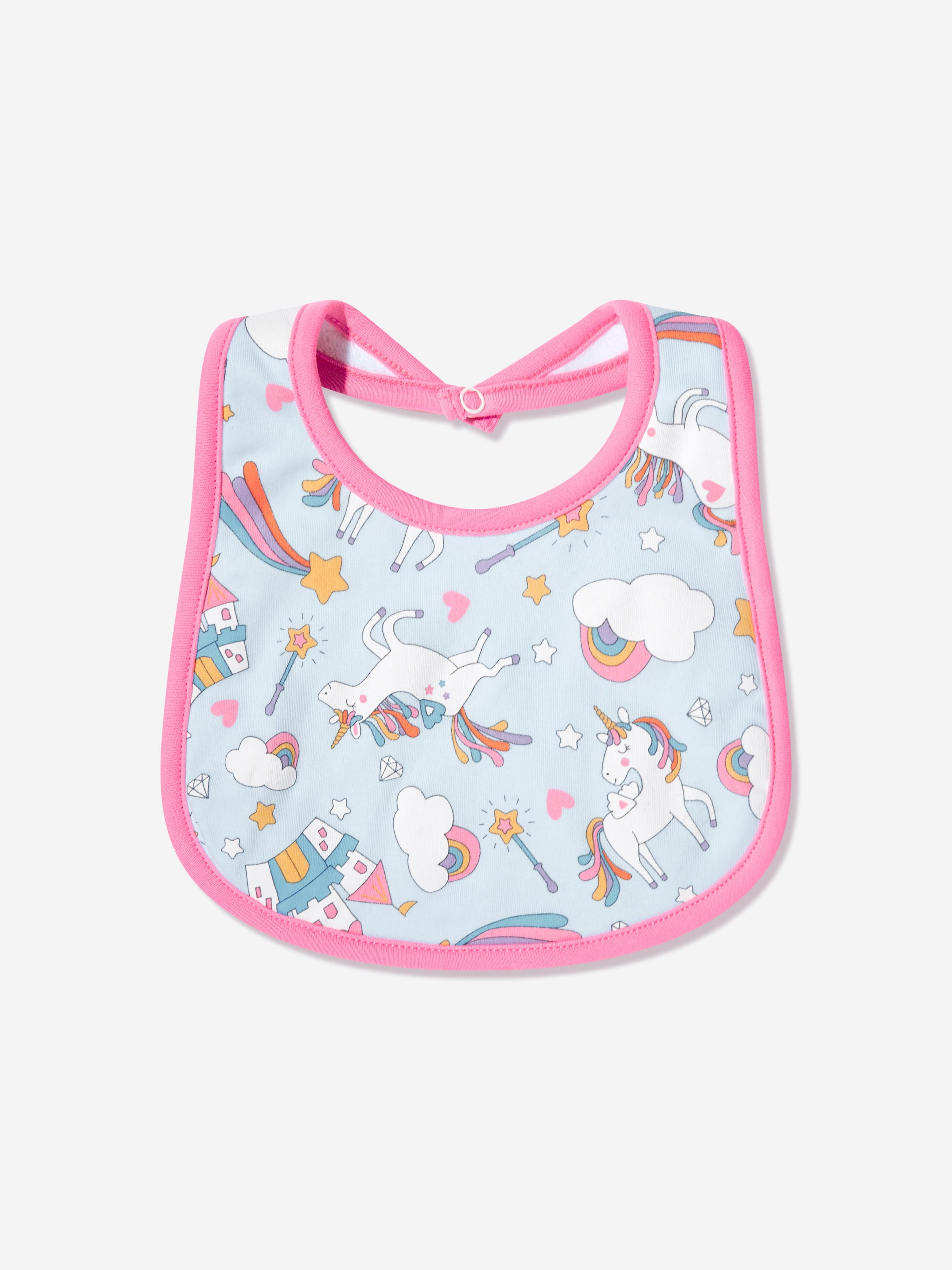 Magnolia Baby Baby Girls Dreamy Unicorns Bib in Pink