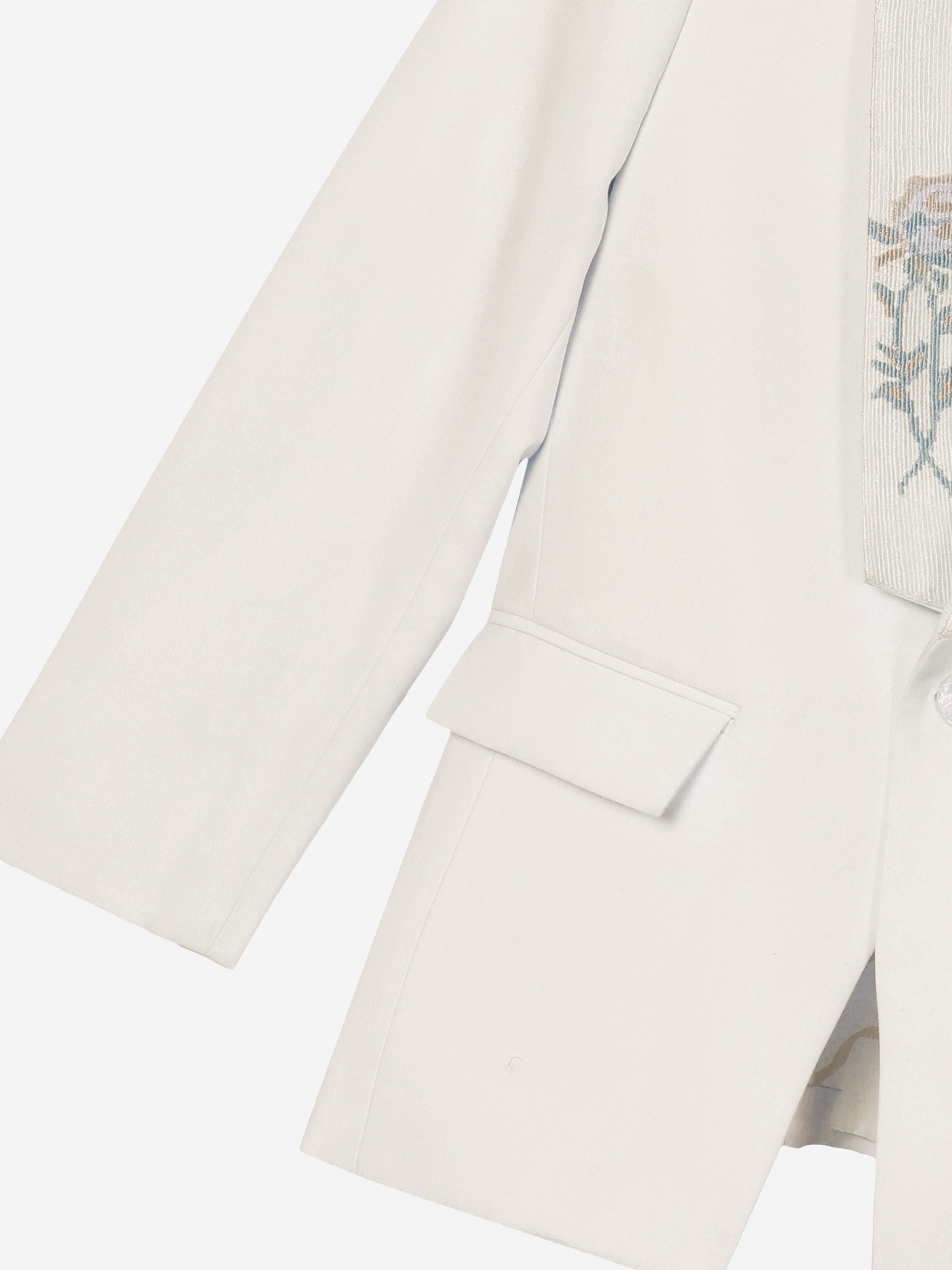 Boys Floral Lapel Noel Blazer in Ivory