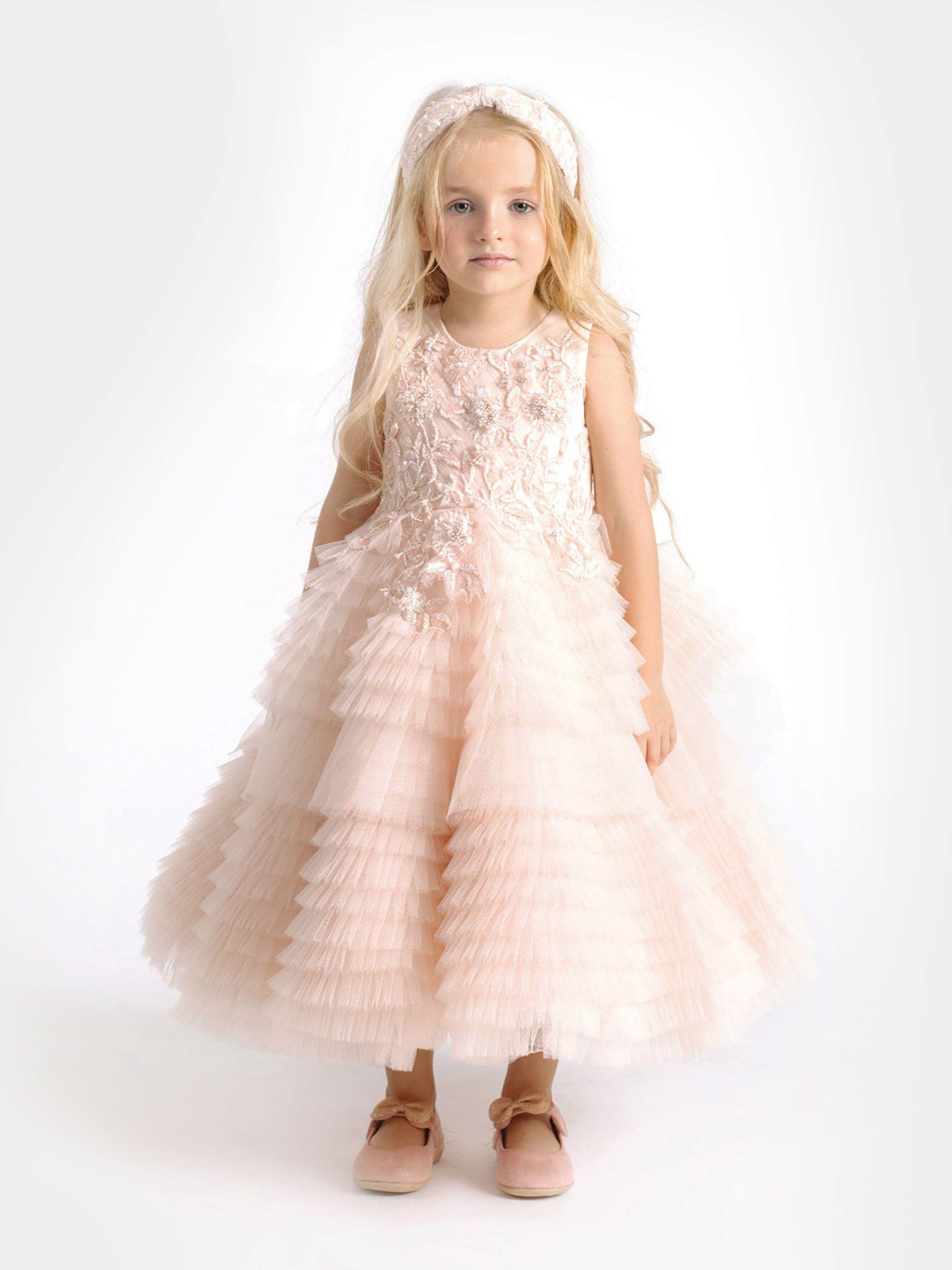 Maison Ava Girls Coralie Dress in Blush