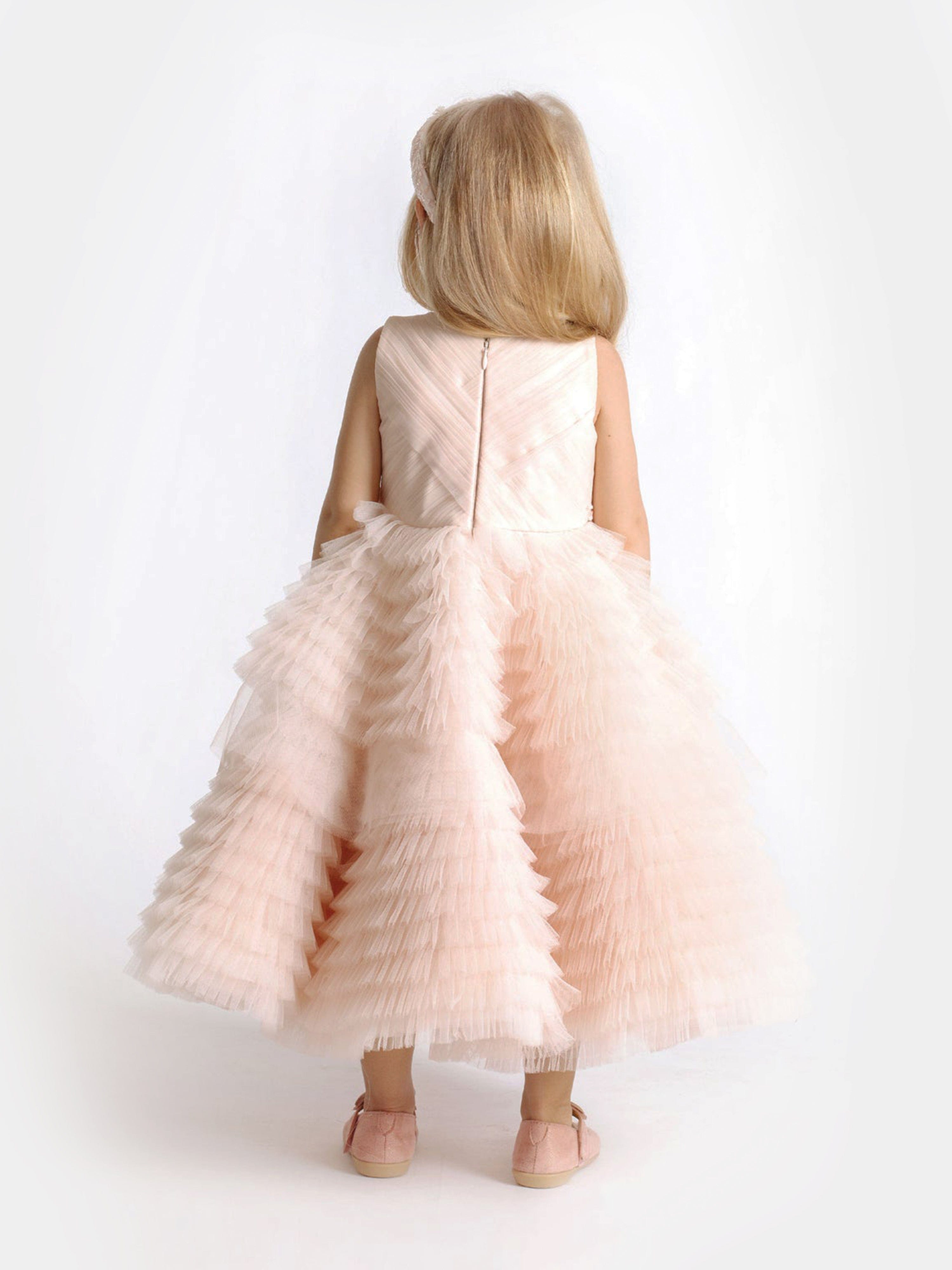 Maison Ava Girls Coralie Dress in Blush