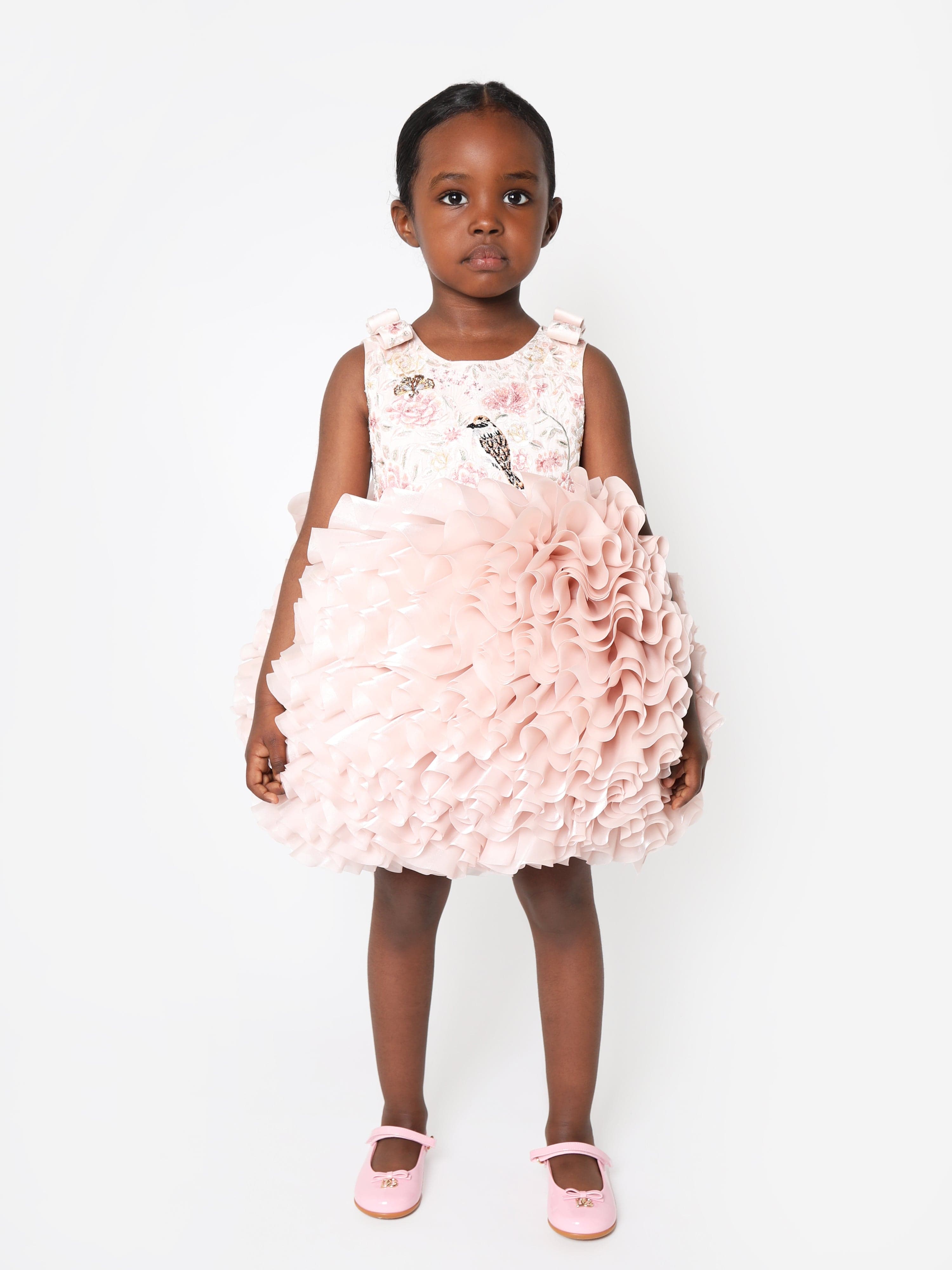 Maison Ava Girls Pomme Dress in Blush