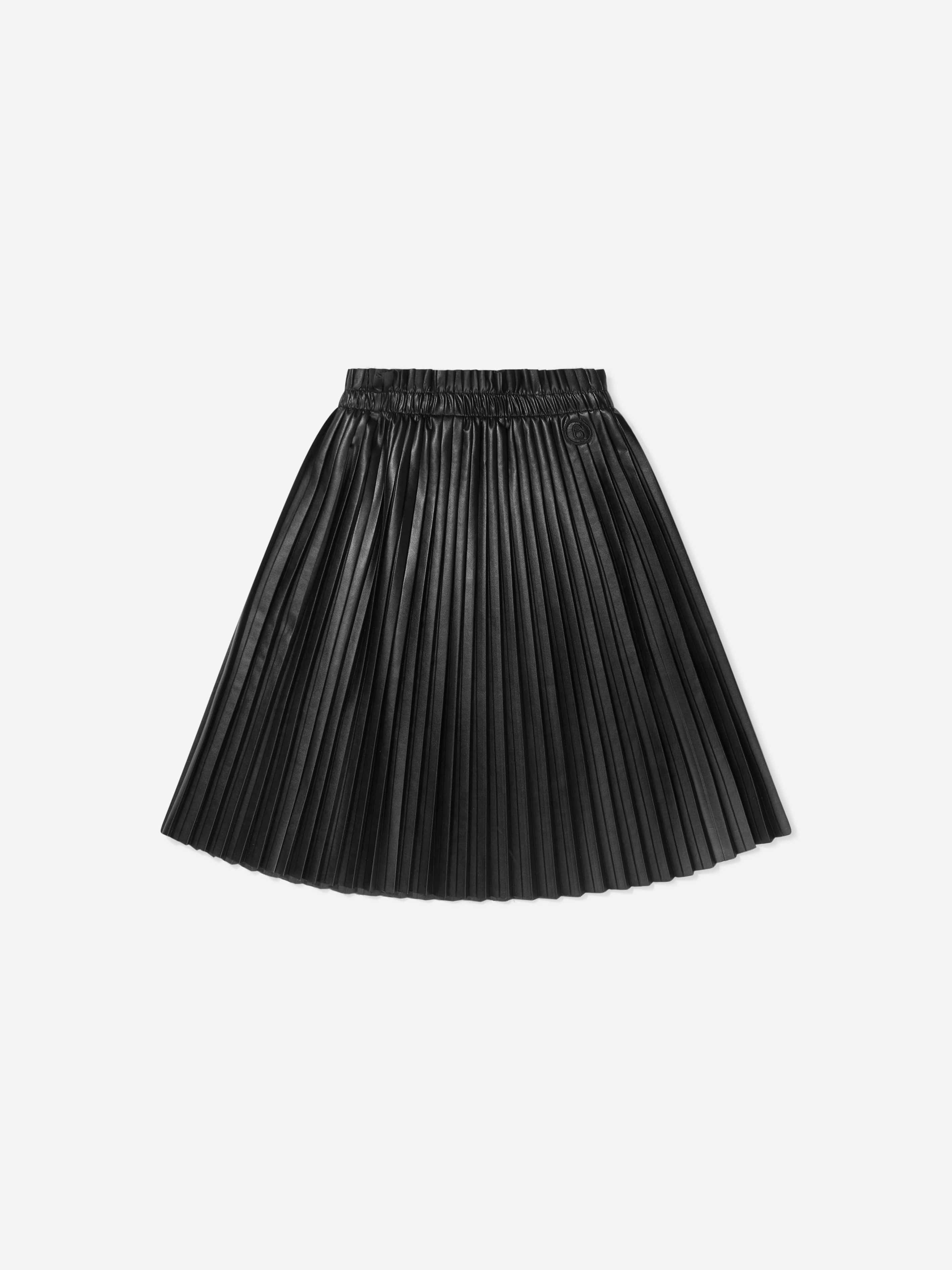 MM6 Maison Margiela Girls Faux Leather Pleated Skirt