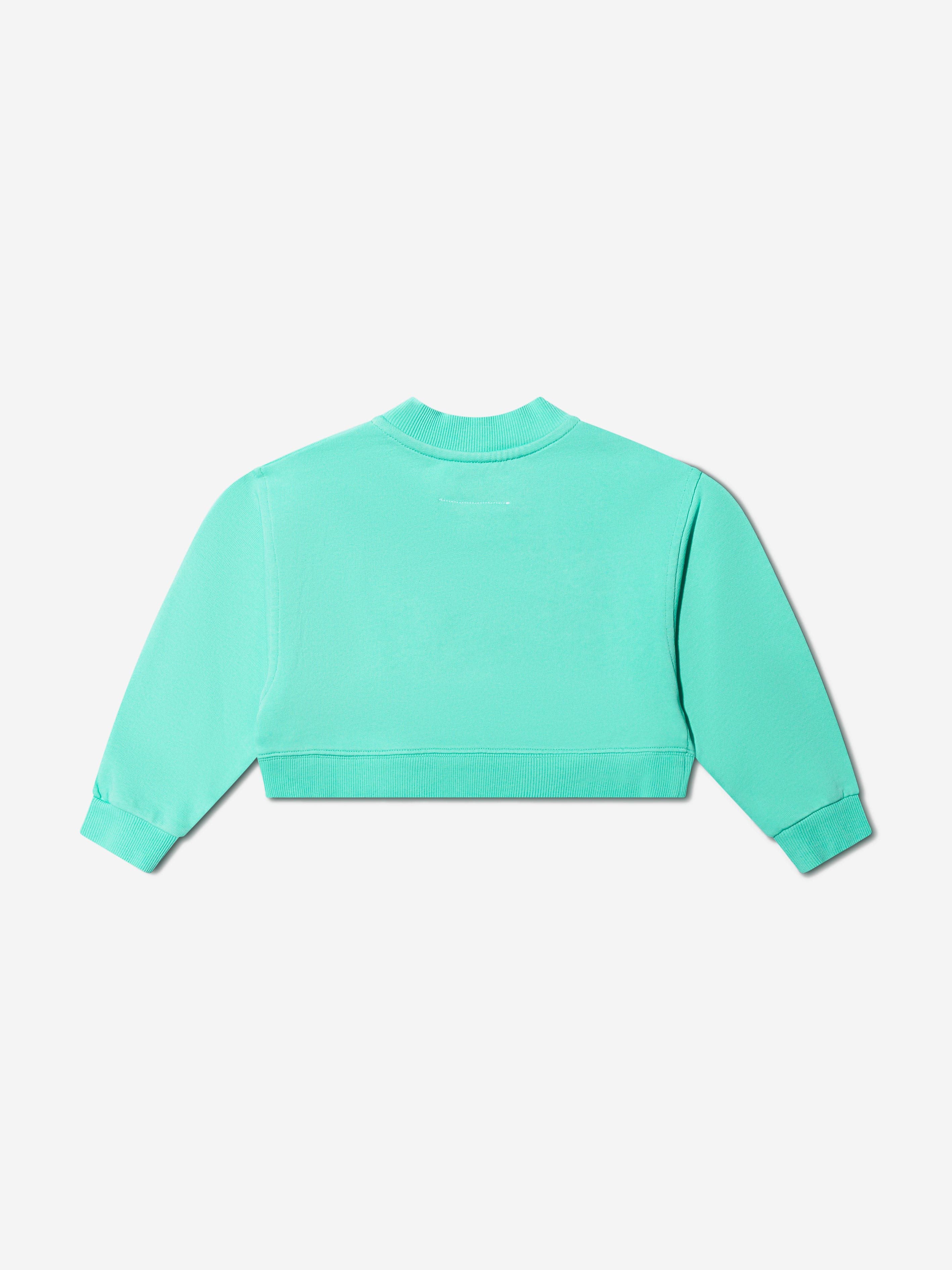 MM6 Maison Margiela Kids Cropped Logo Sweatshirt In Aquamarine