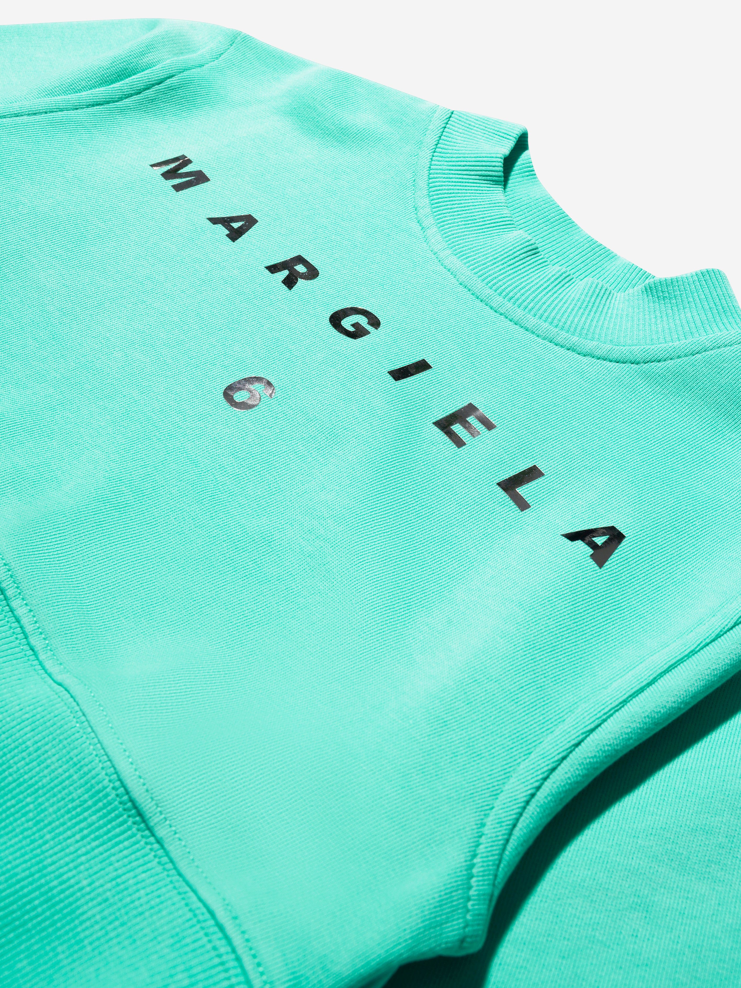 MM6 Maison Margiela Kids Cropped Logo Sweatshirt In Aquamarine