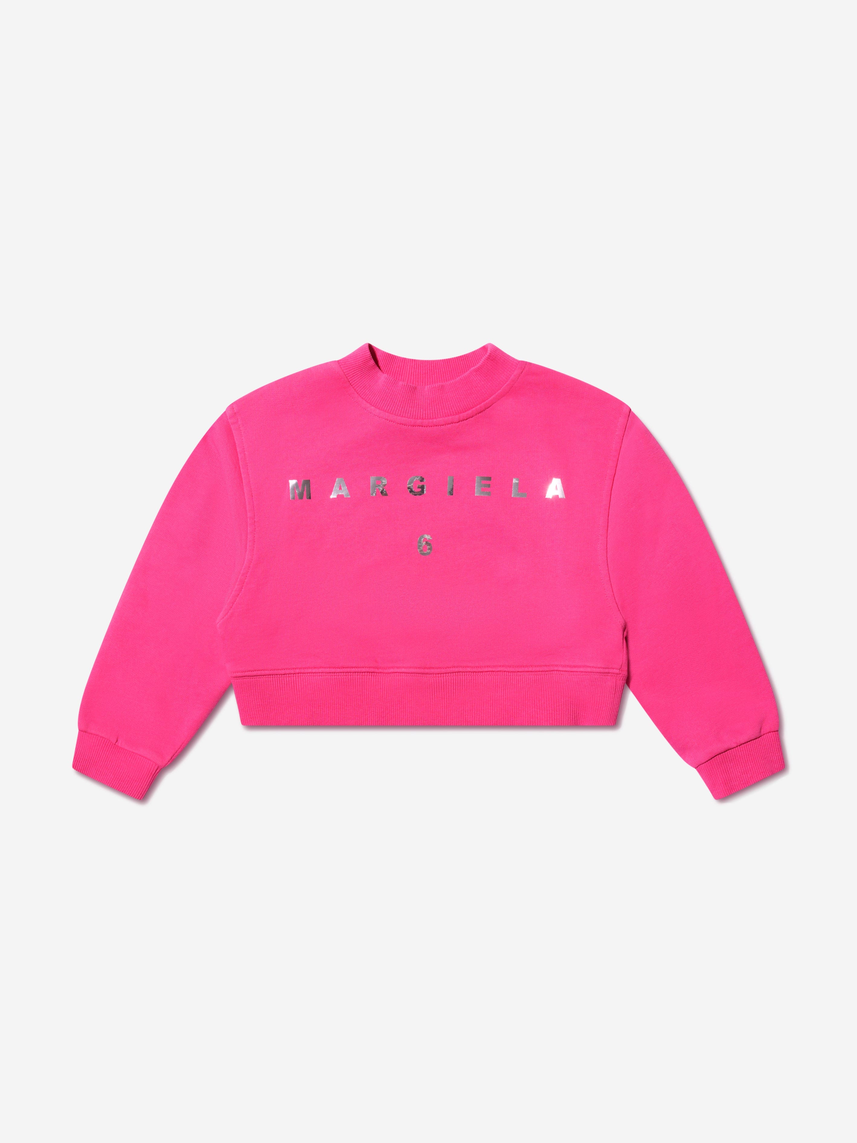 MM6 Maison Margiela Girls Cropped Logo Sweatshirt In Pink