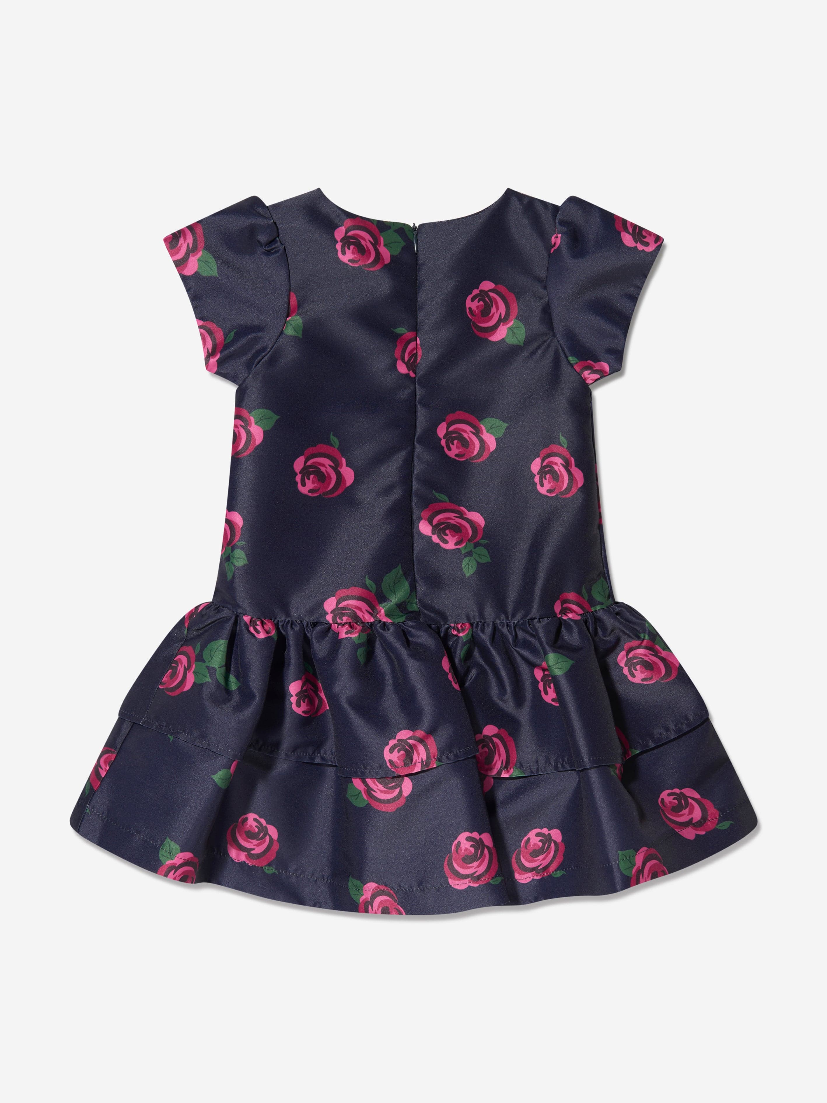 Mama Luma Girls Rose Print Tiered Dress