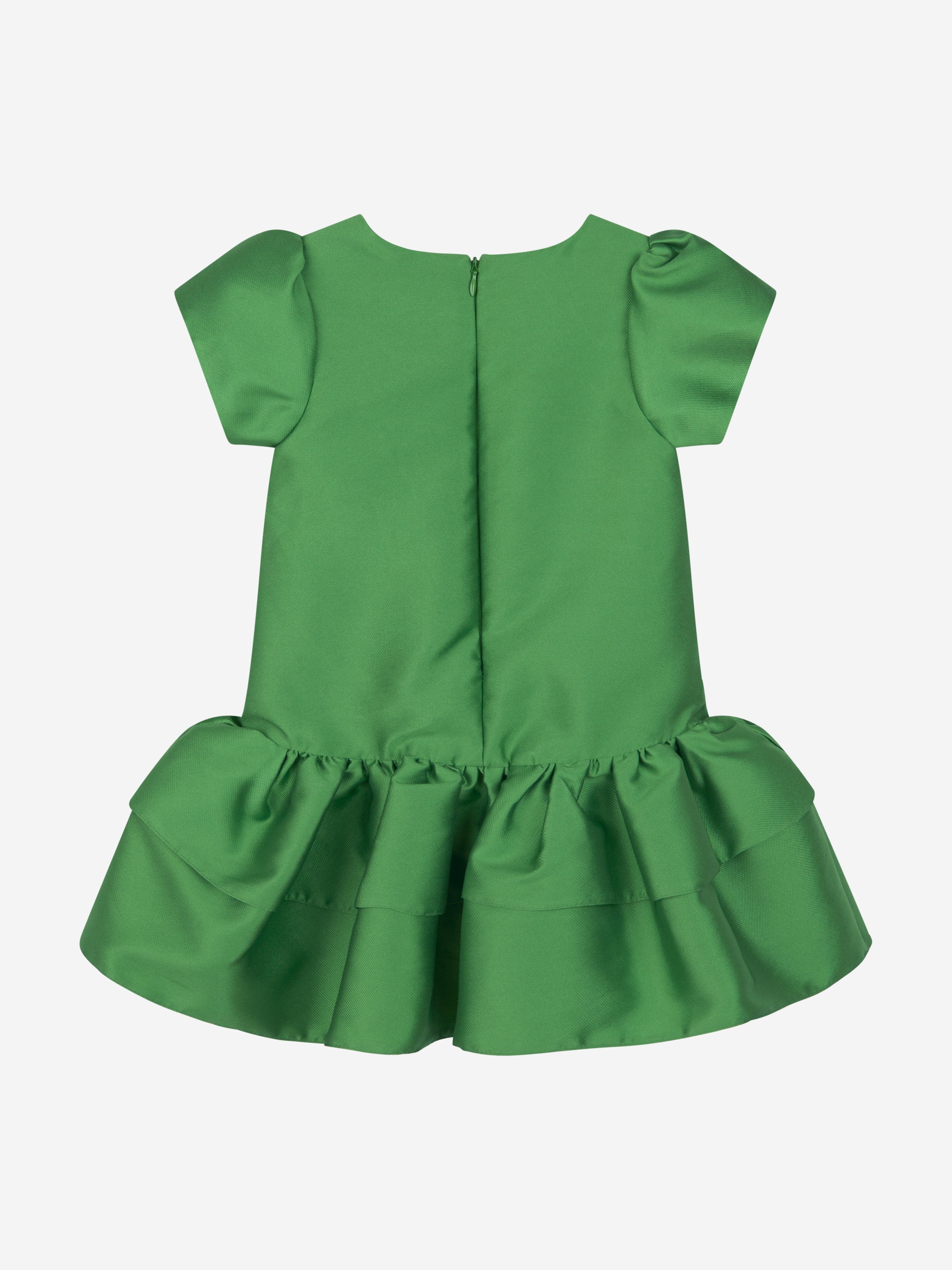 Mama Luma Girls Layered Bow Dress in Green