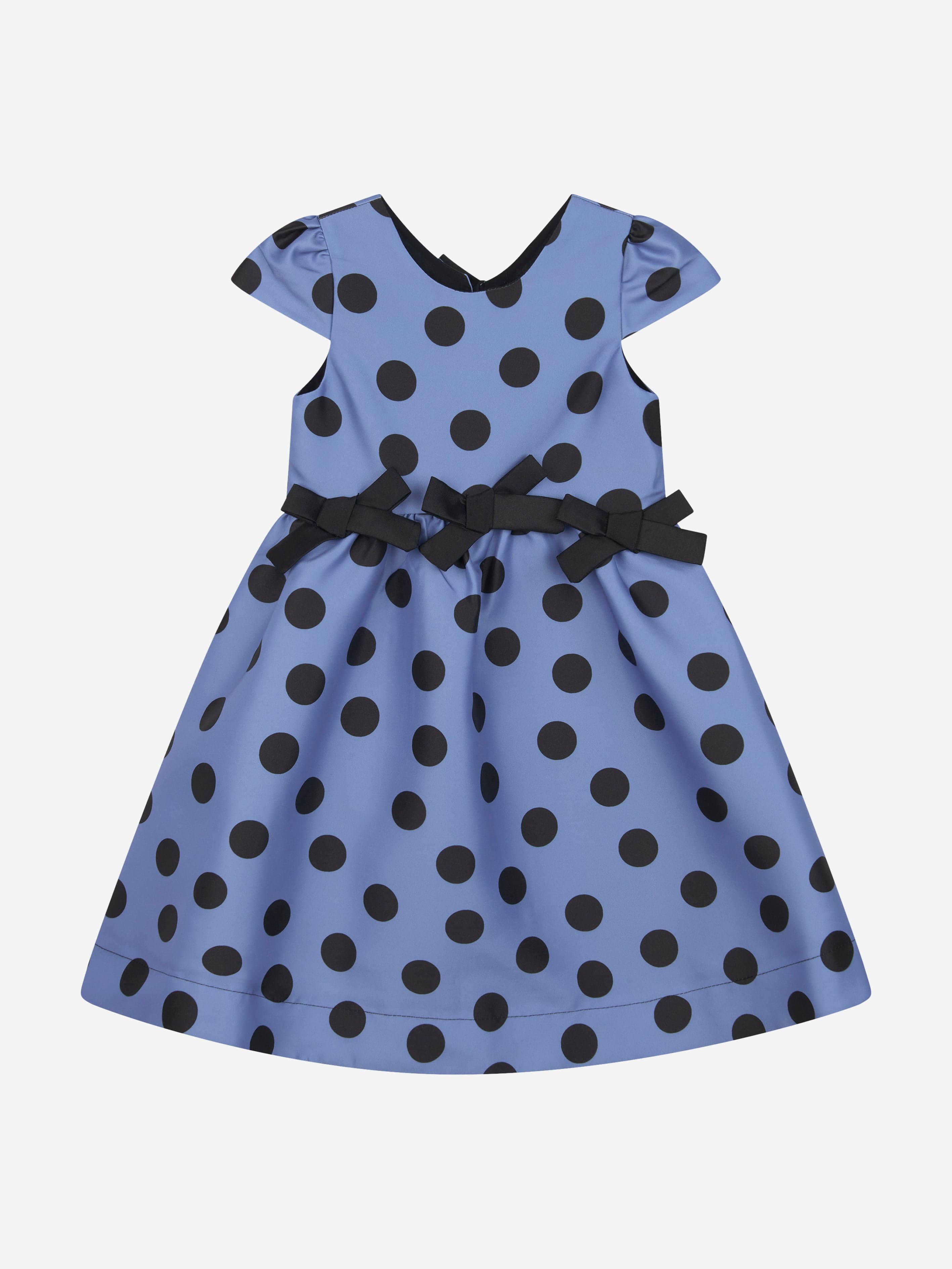 Mama Luma Girls Polka Bow Dress in Blue