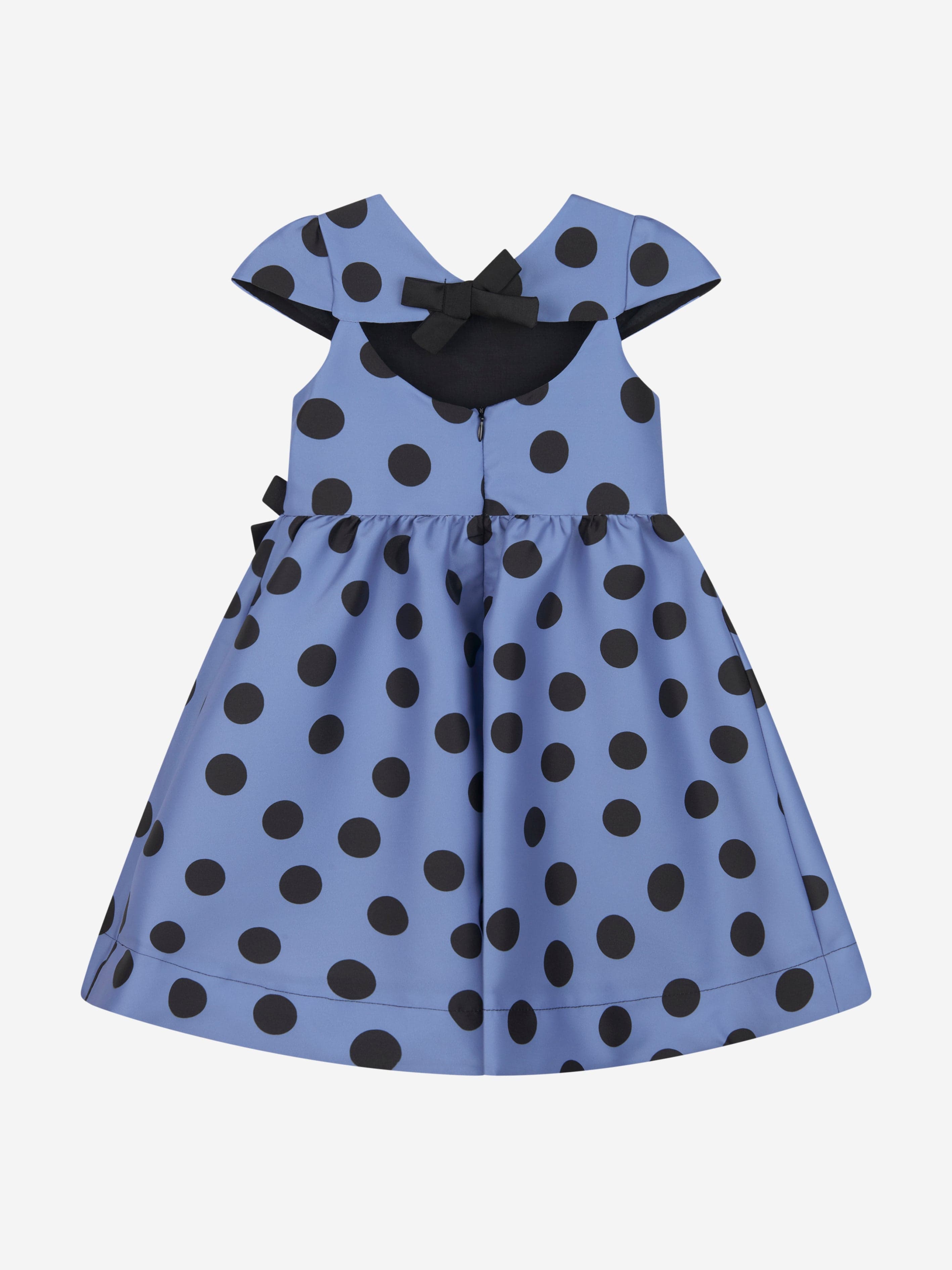 Mama Luma Girls Polka Bow Dress in Blue