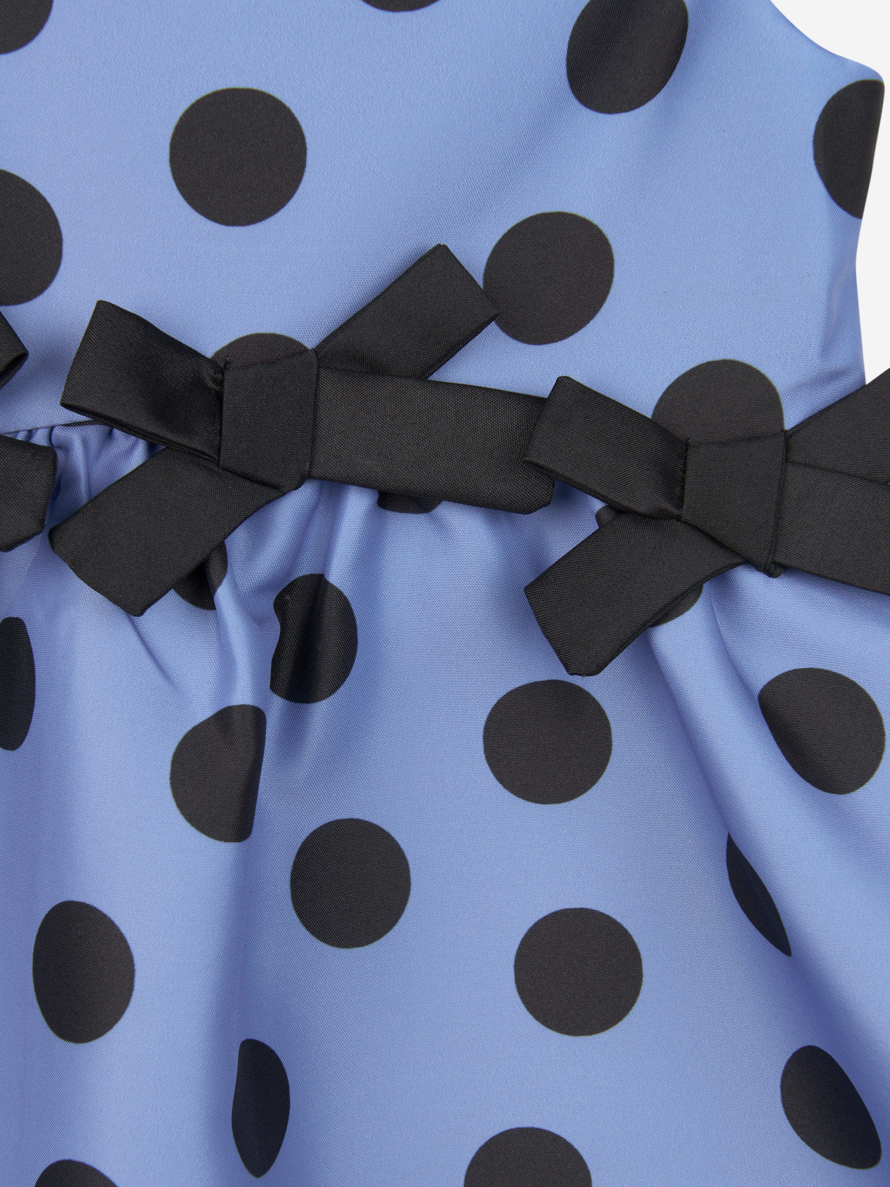 Mama Luma Girls Polka Bow Dress in Blue