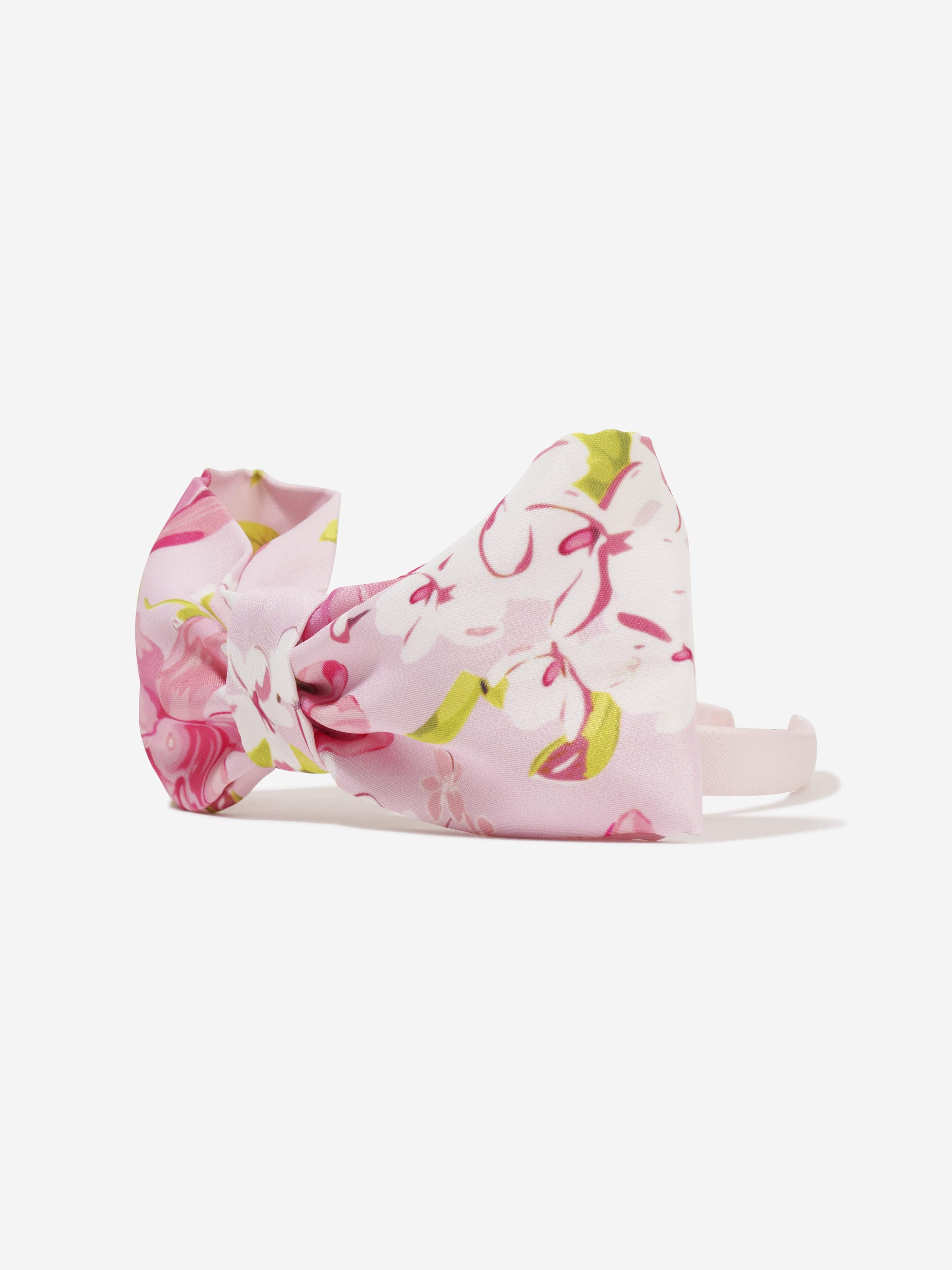 Mama Luma Girls Floral Bow Headband in Pink