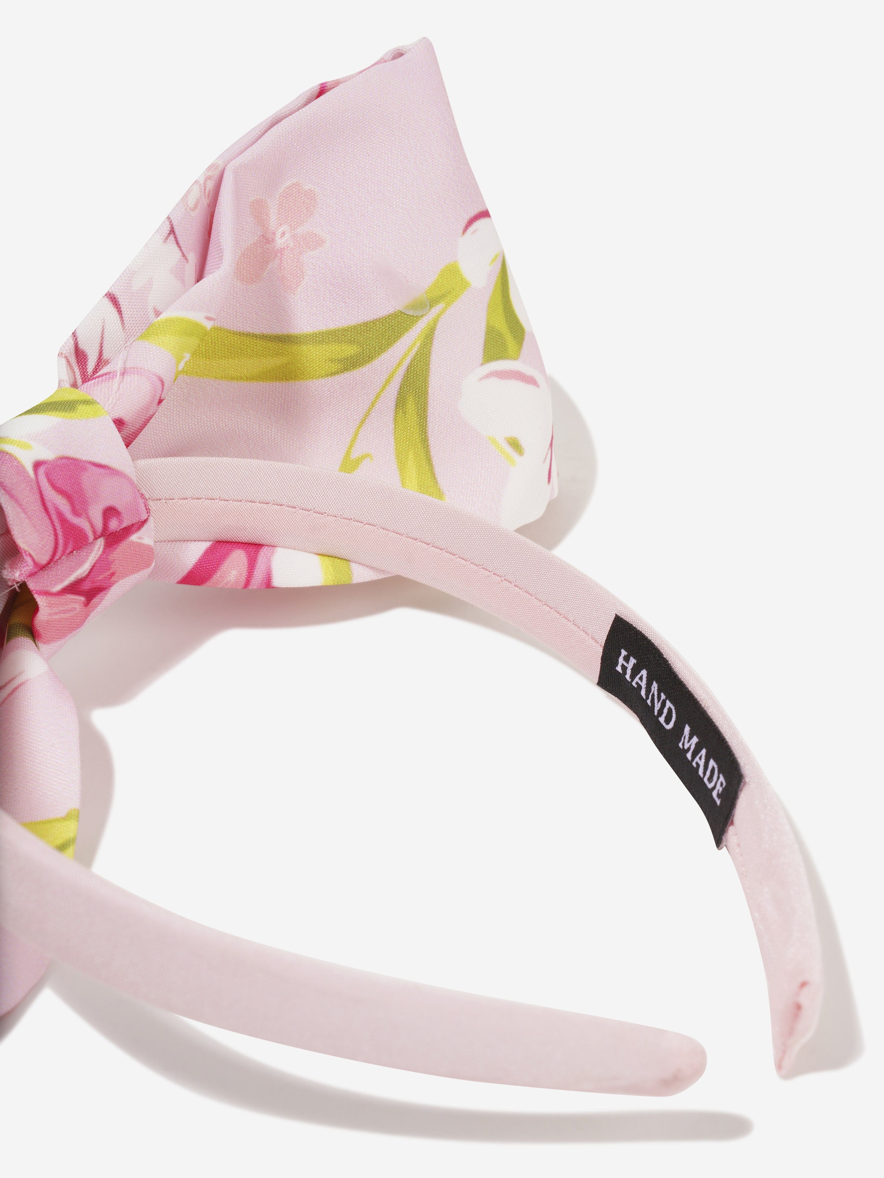 Mama Luma Girls Floral Bow Headband in Pink