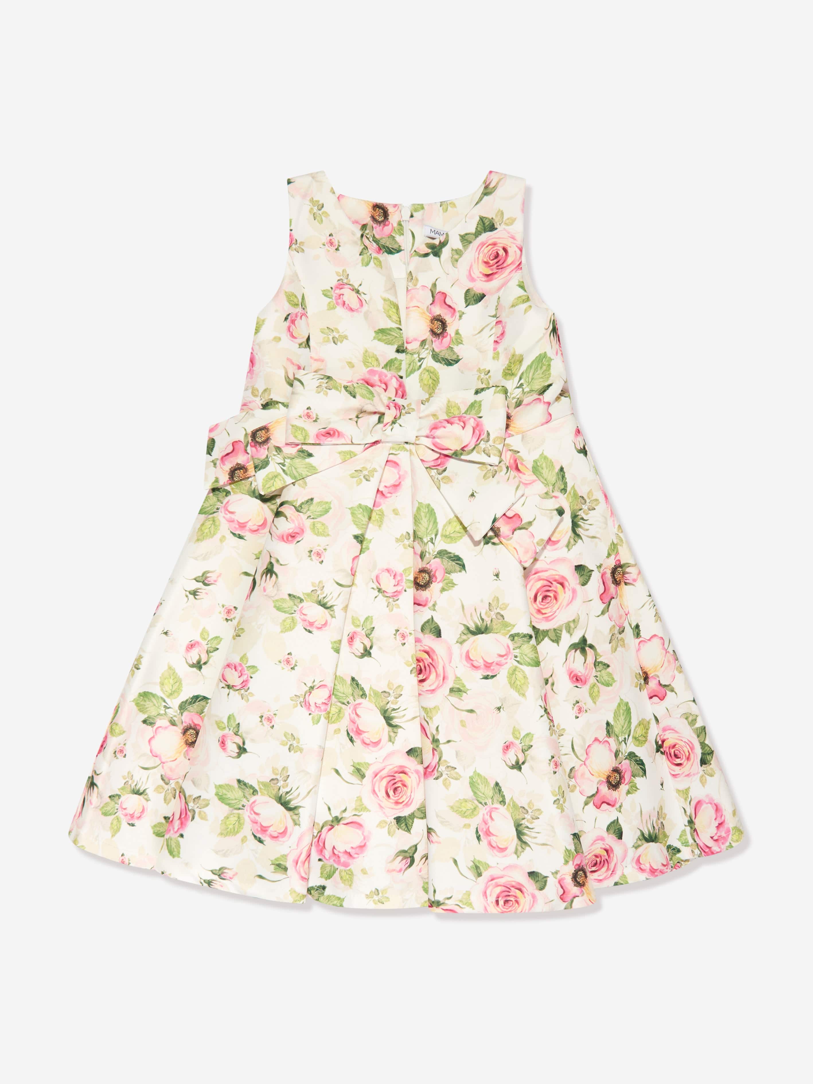 Mama Luma Girls Flower Dress in White