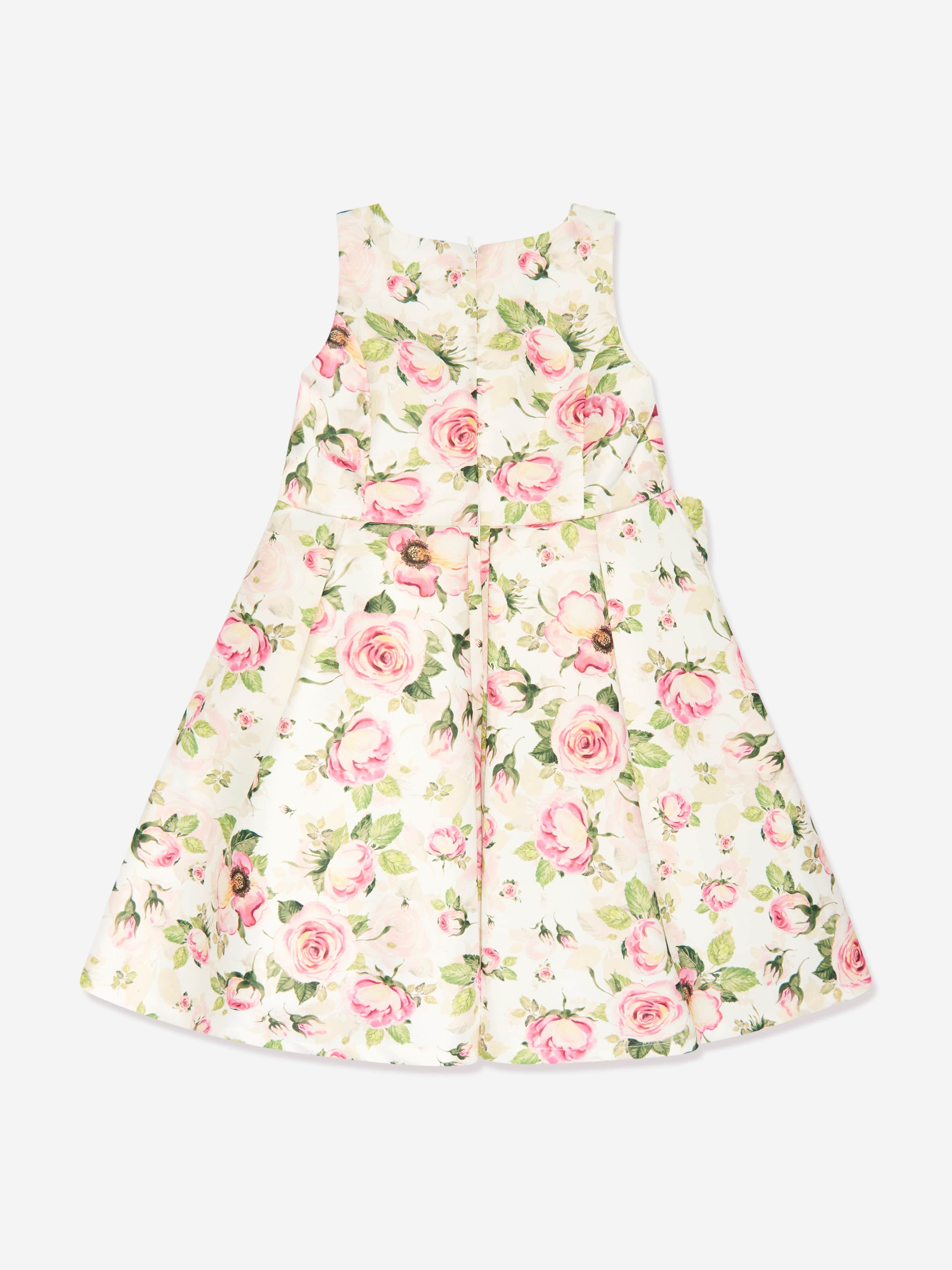 Mama Luma Girls Flower Dress in White