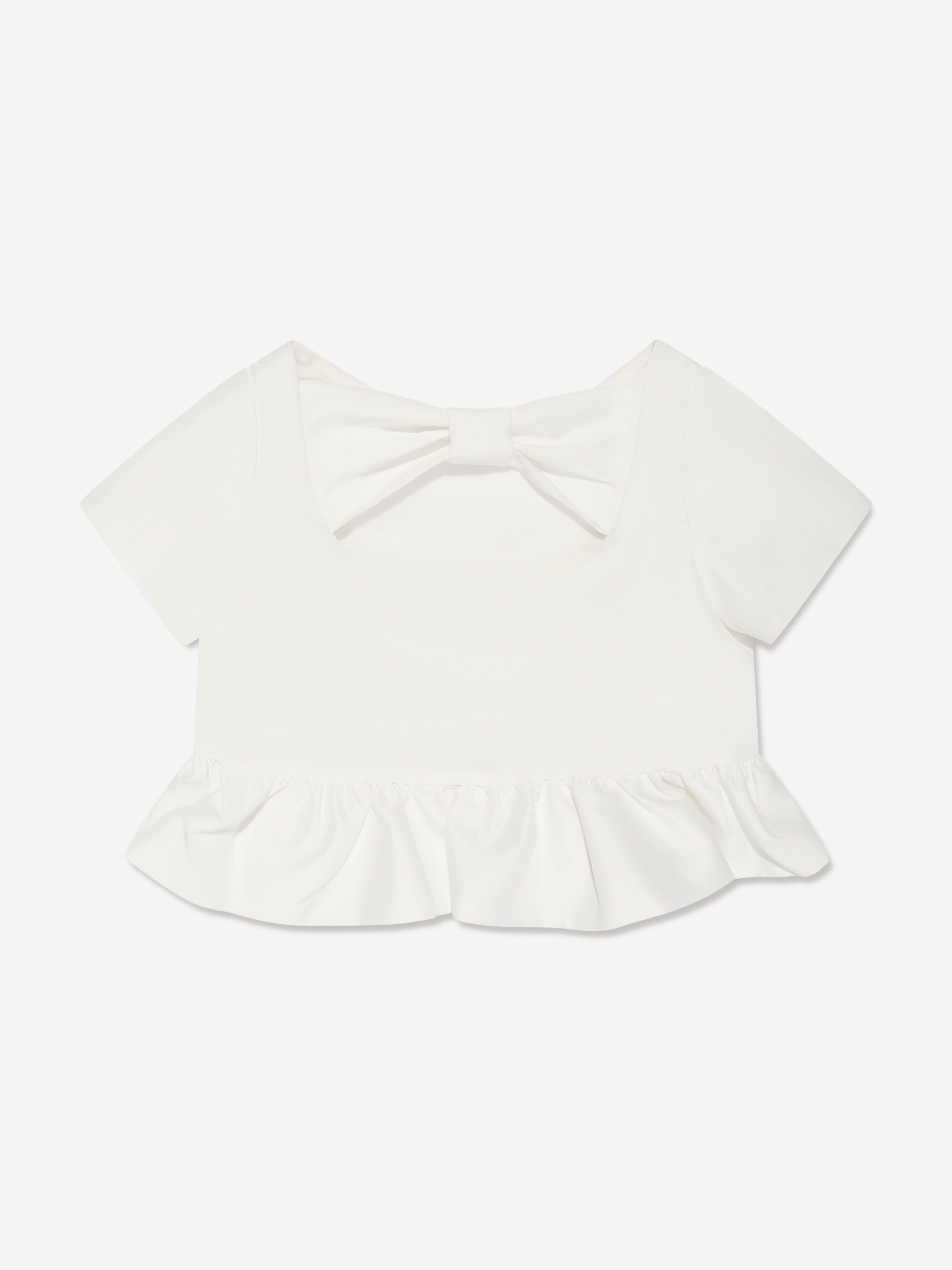 Mama Luma Girls Ruffle Blouse in Ivory