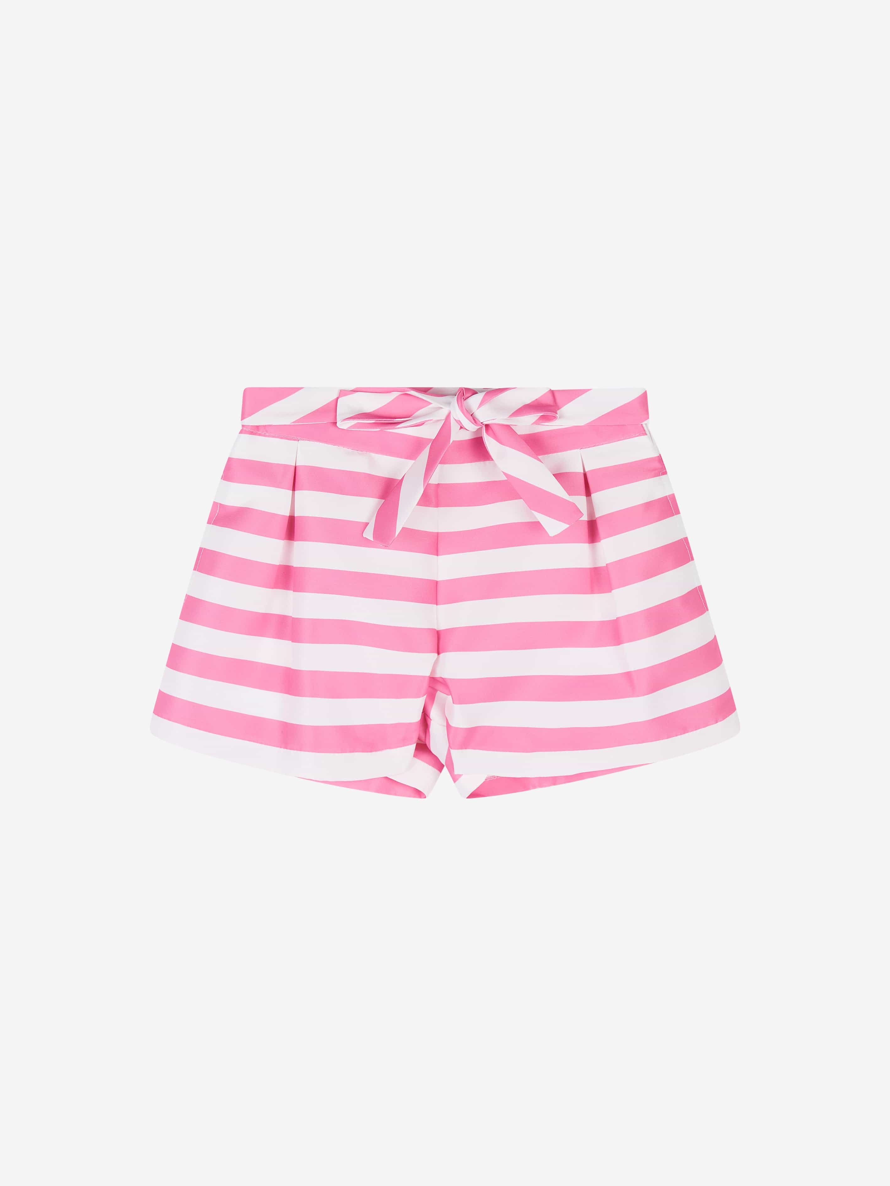 Mama Luma Girls Striped Mini Shorts in Pink