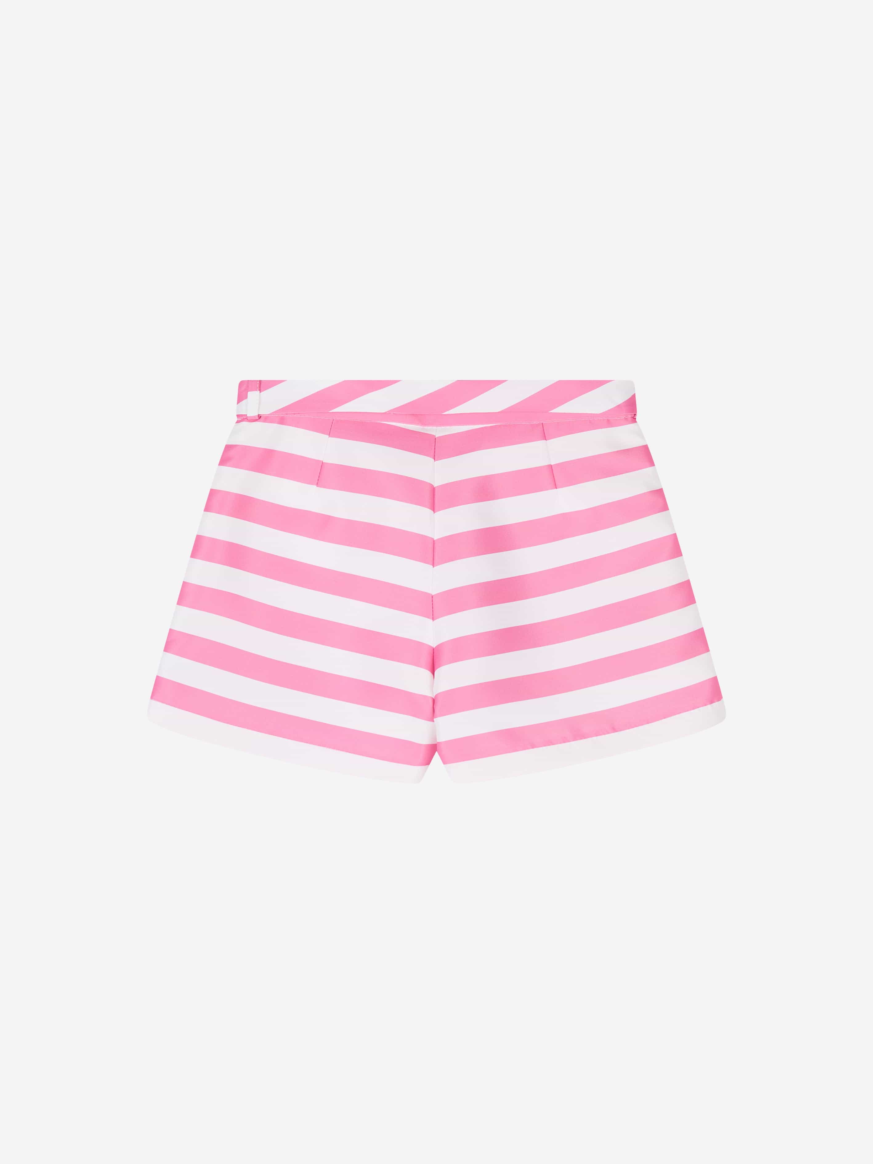 Mama Luma Girls Striped Mini Shorts in Pink