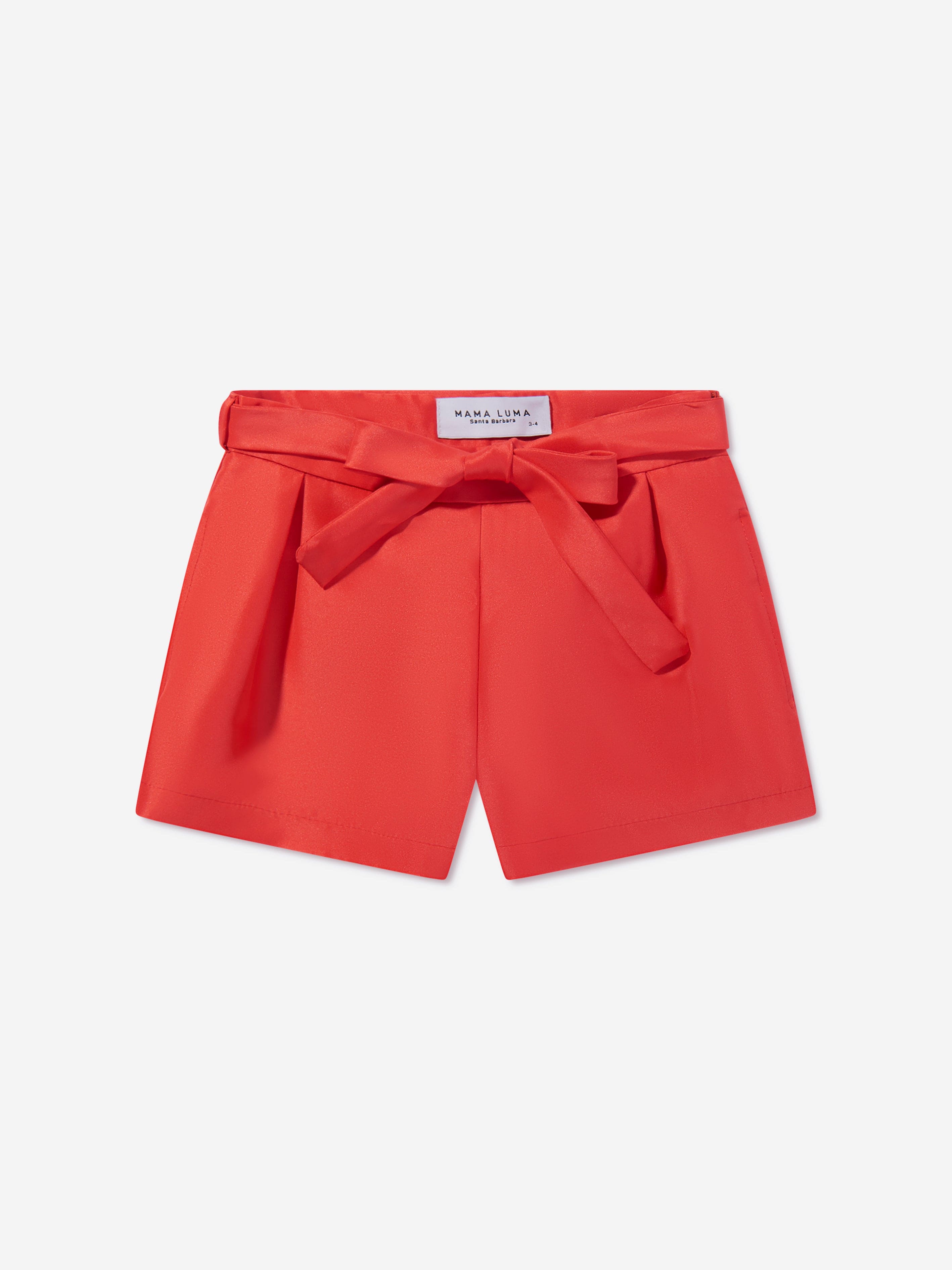 Mama Luma Girls Striped Mini Shorts in Red